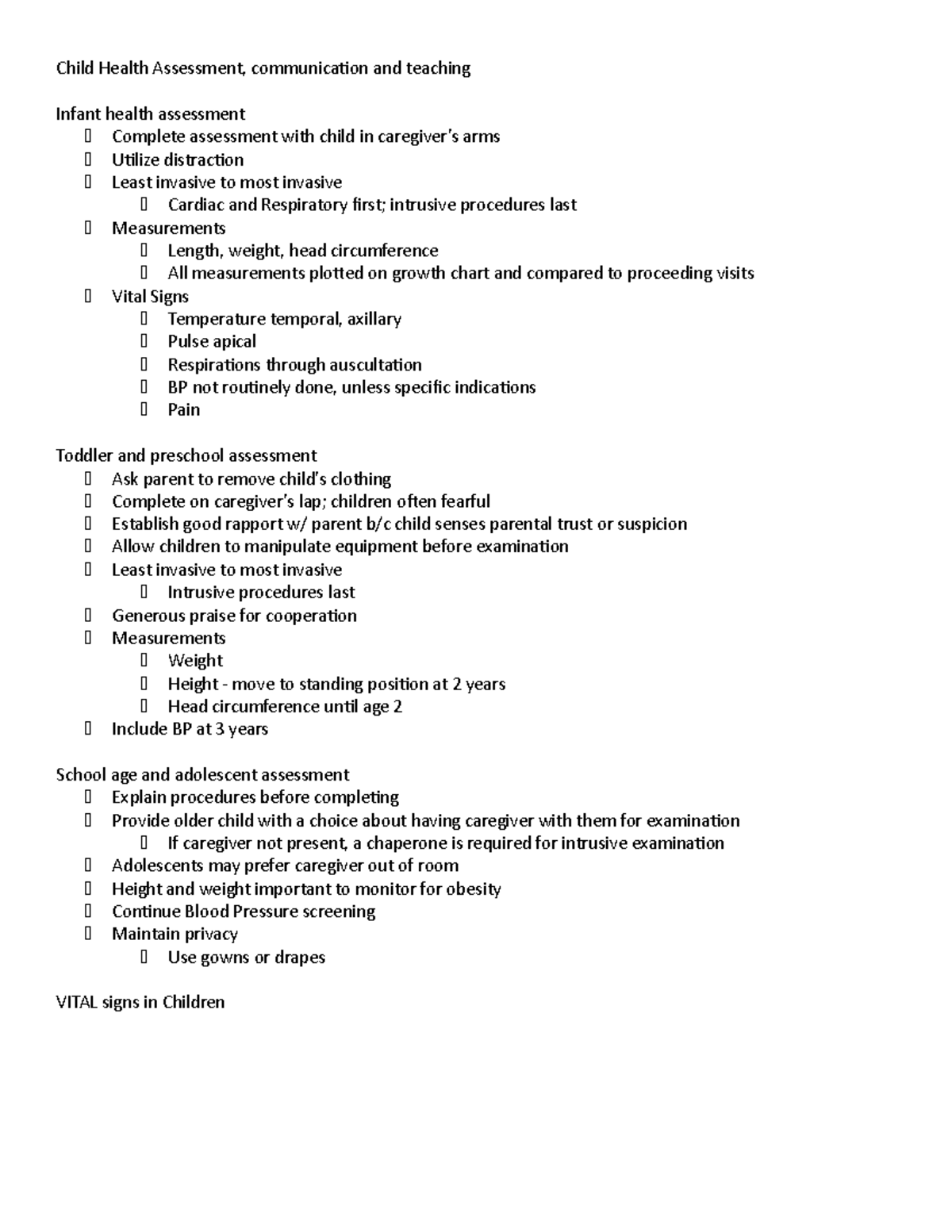 Child Health Assessment Notes - Child Health Assessment, communication ...