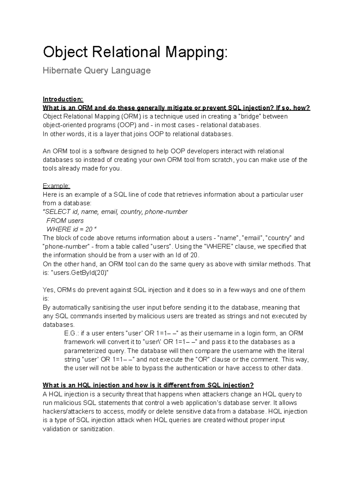 Object Relaional Mapping - Object Relational Mapping: Hibernate Query ...