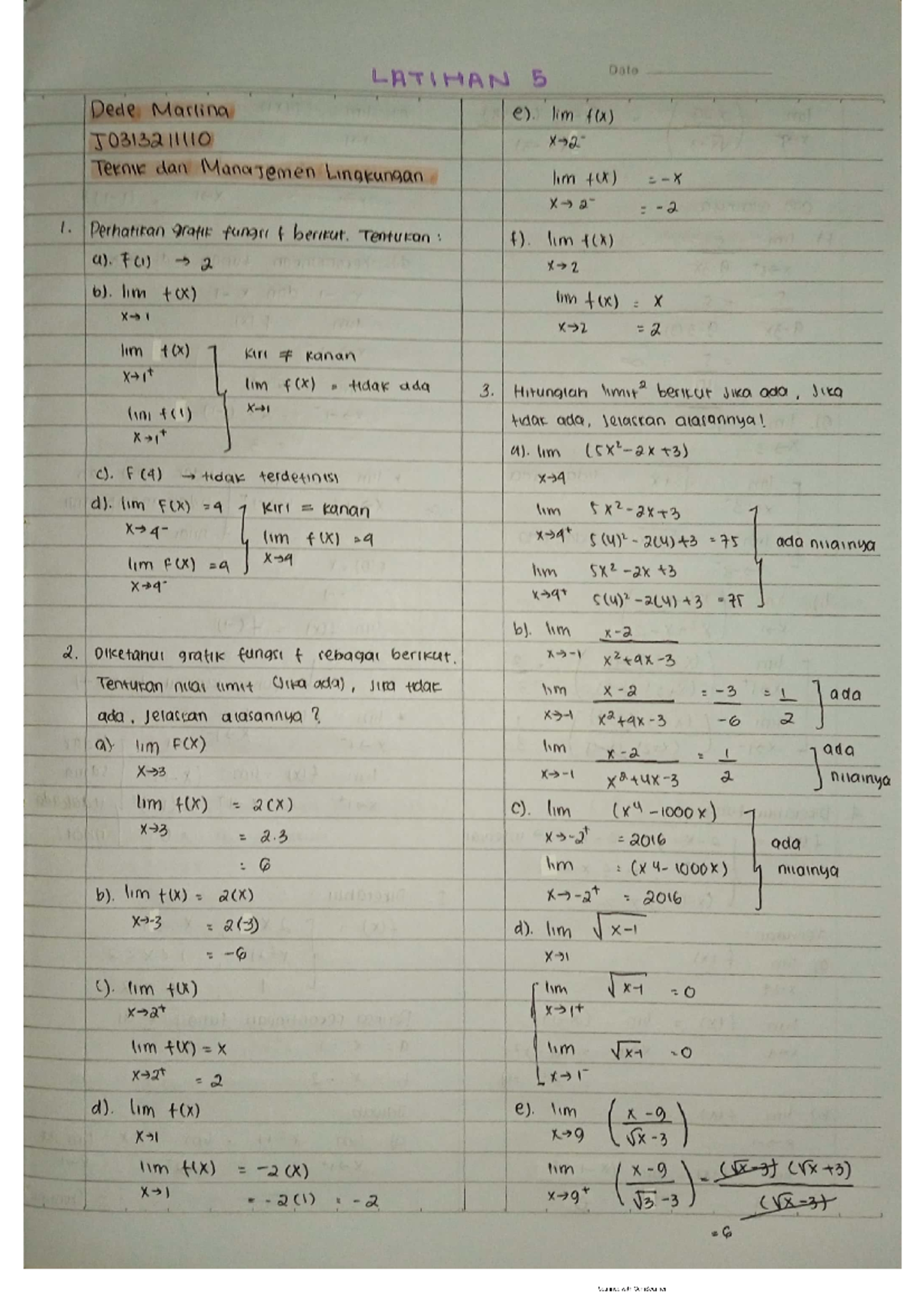 Limit Material Practicum Pdf Pengantar Matematika Studocu