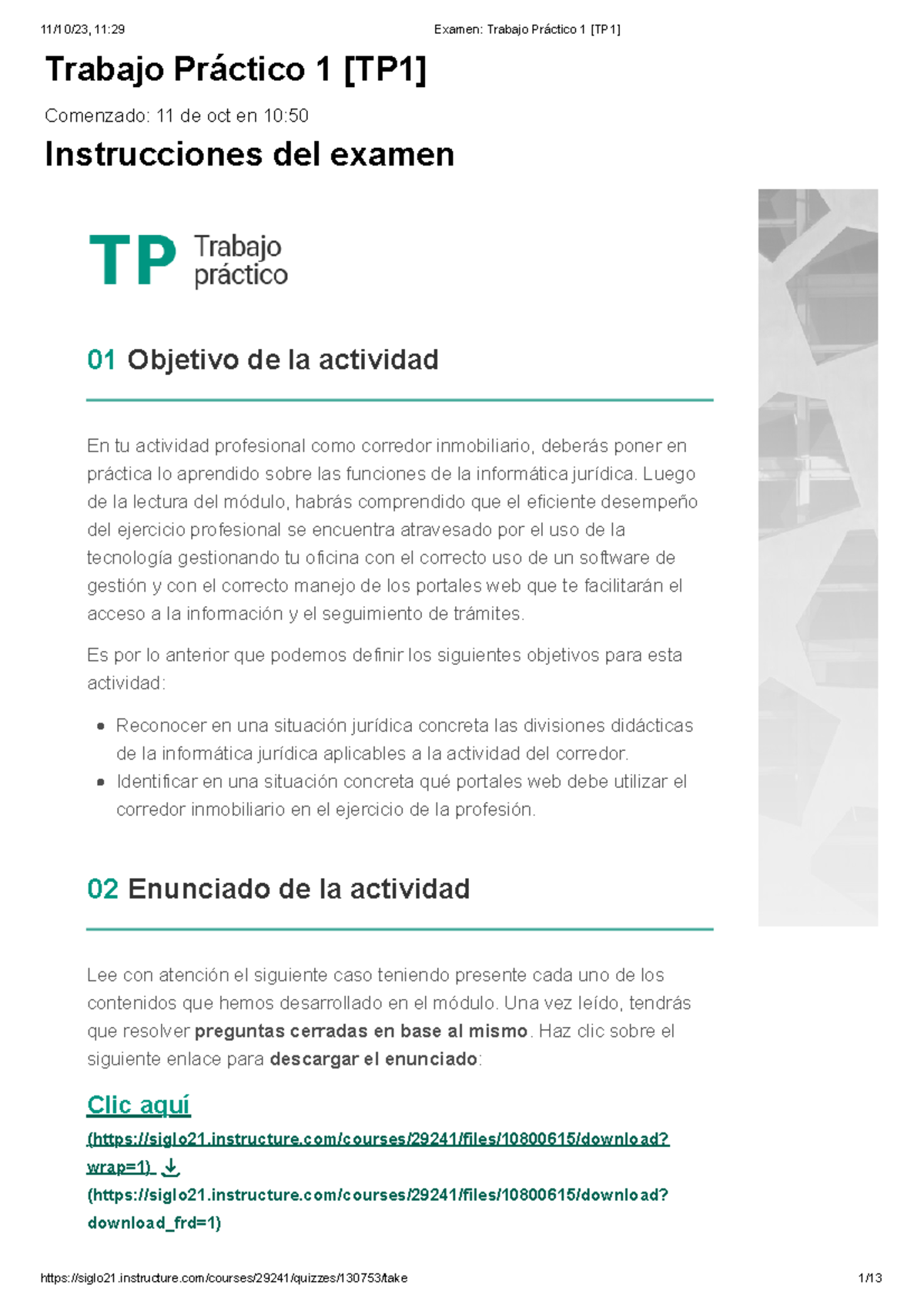 Tp 1 Informatica juridica - Trabajo Práctico 1 [TP1] Comenzado: 11 de ...