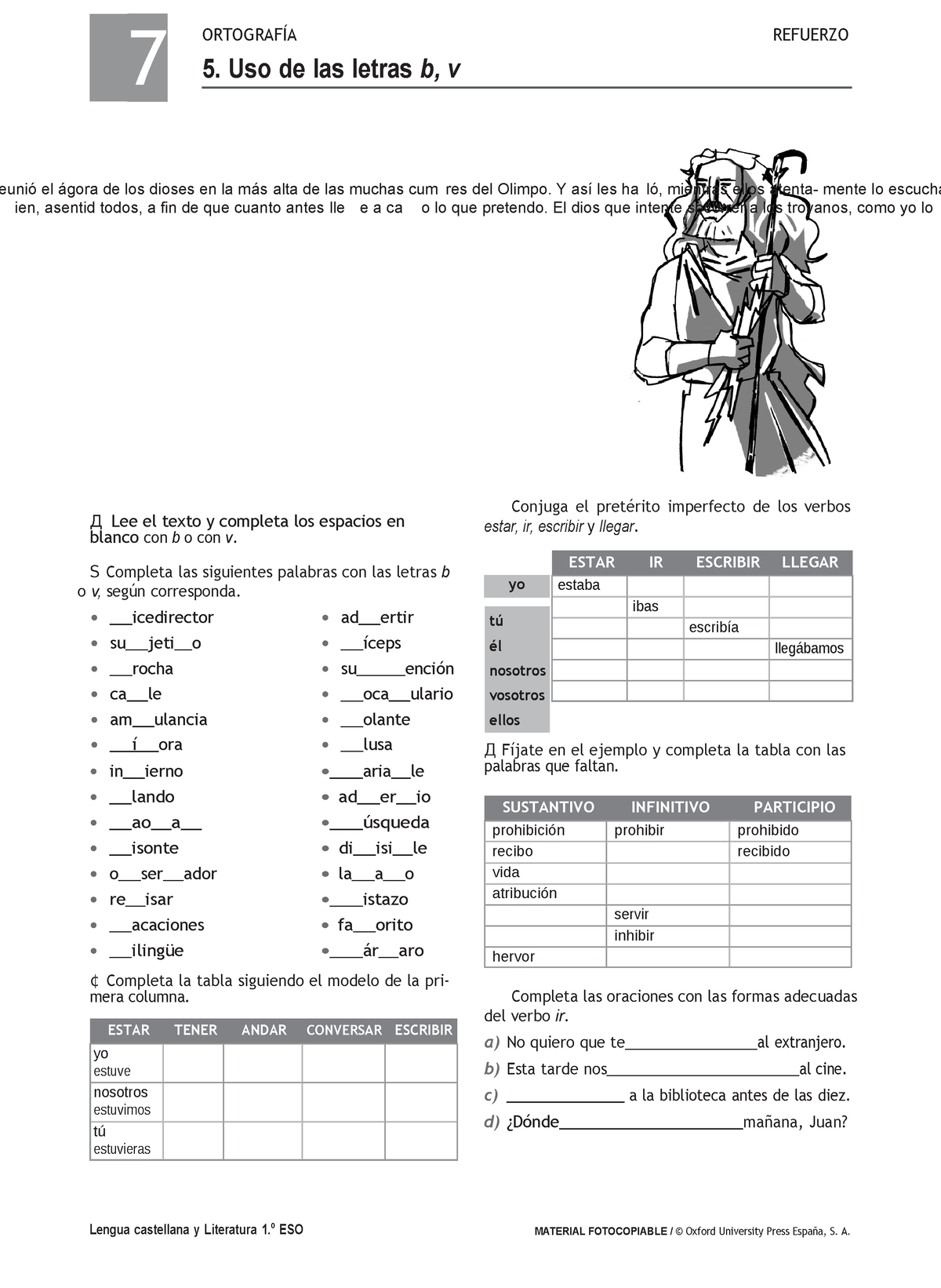 Ejercicios DEL USO DE LA B Y V 1 - 7 ORTOGRAFÍA REFUERZO Los Dioses En ...