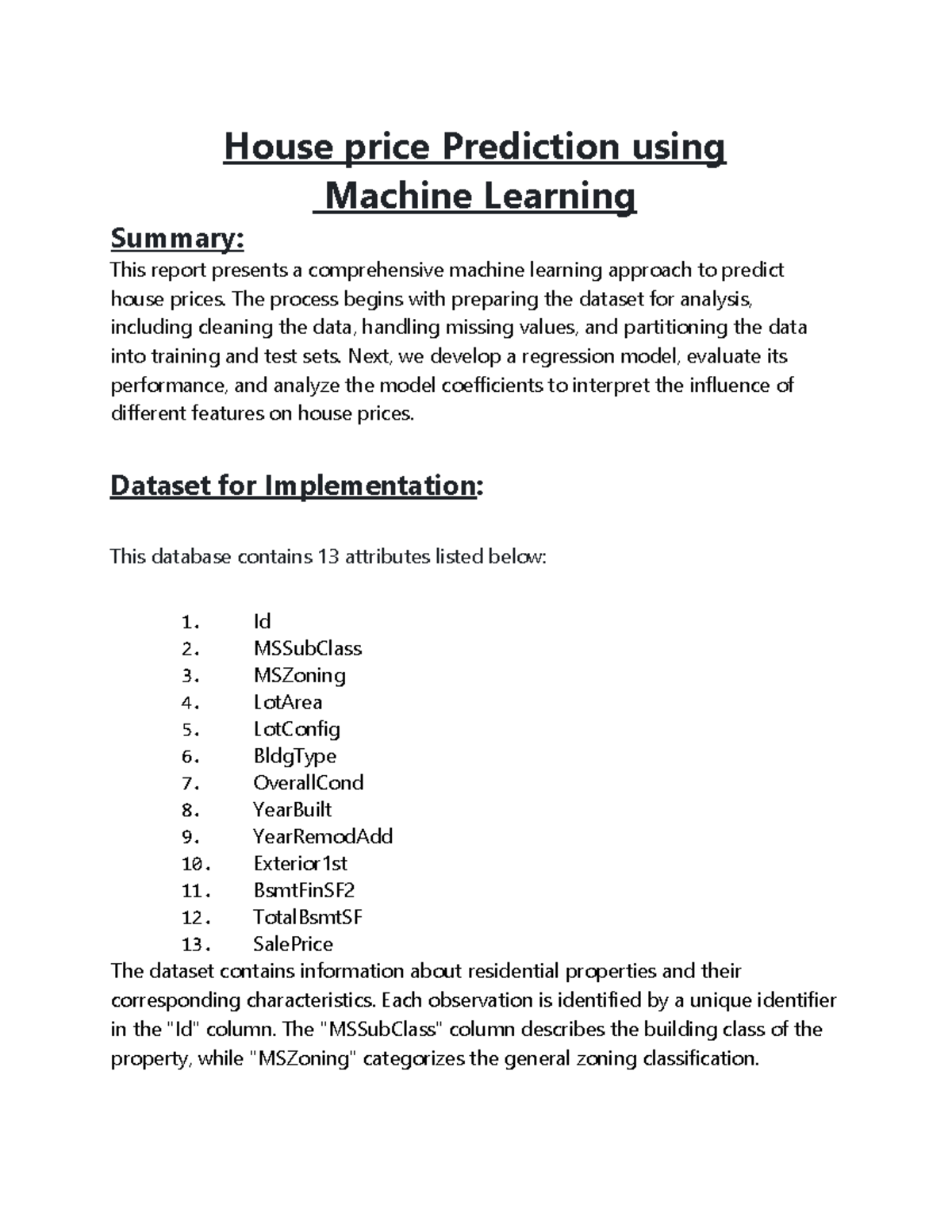 Report 3 - Machine learning - House price Prediction using Machine ...