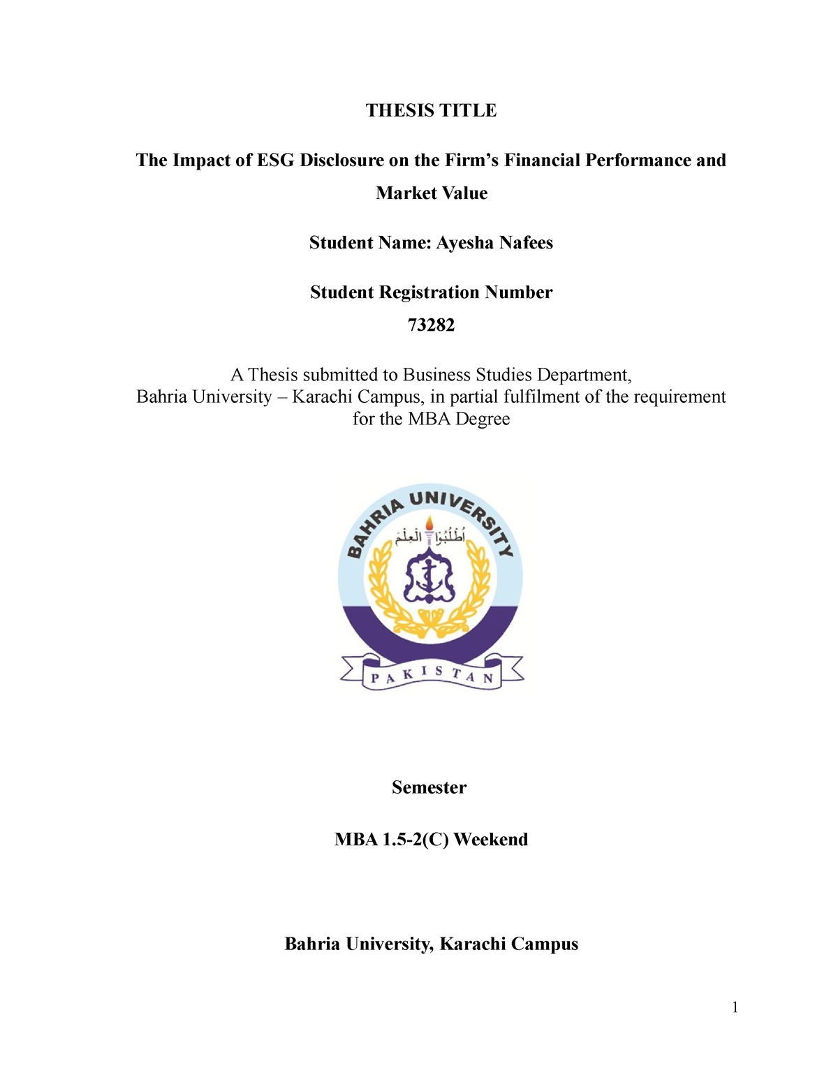 thesis financial performance