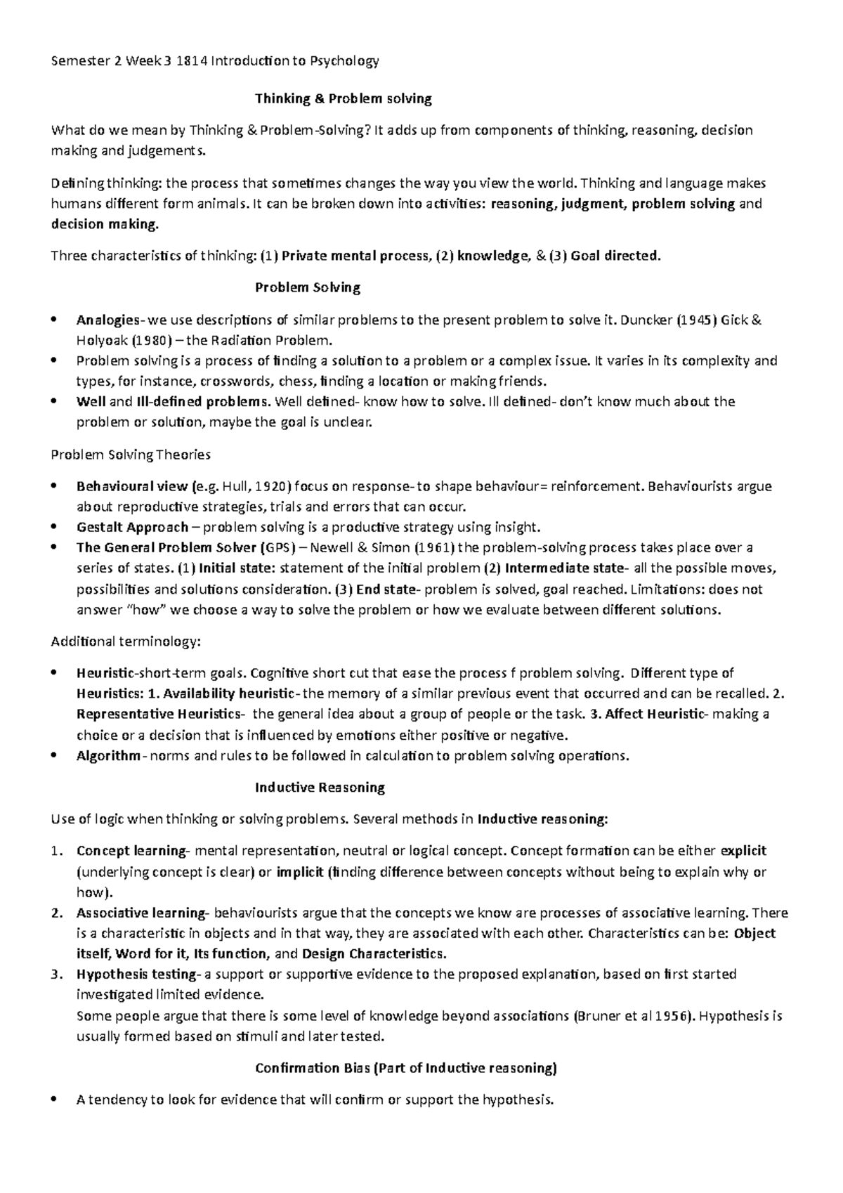 Thinking & problem solving W3 S2 1814 - Semester 2 Week 3 1814 ...
