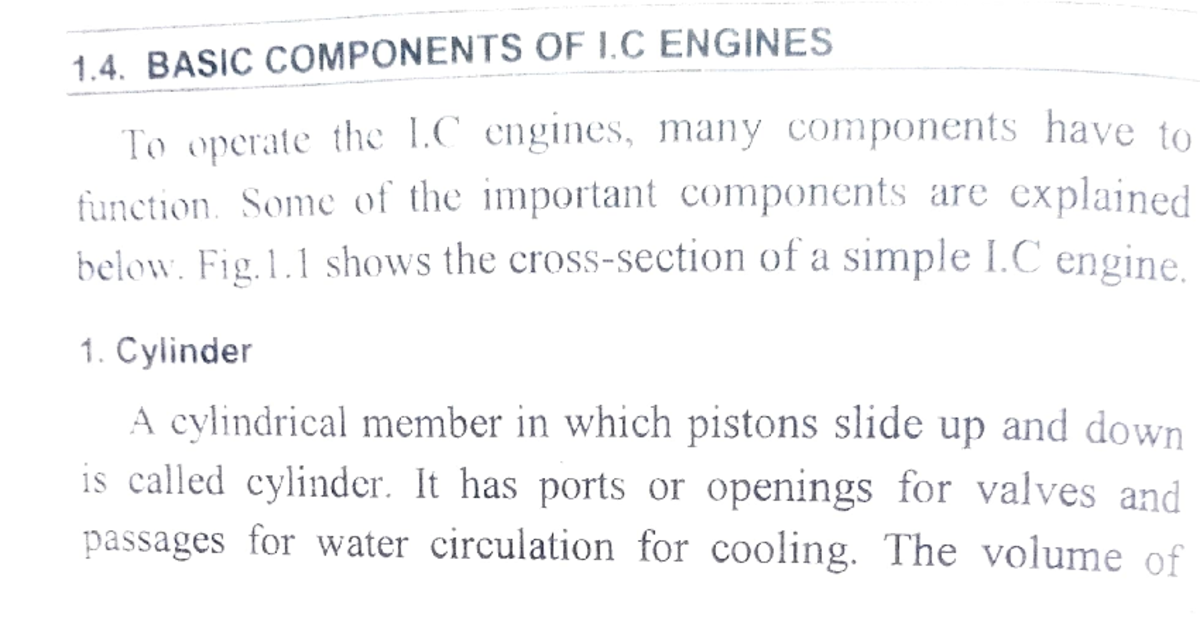 Advanced IC enginesBasic concepts of IC engines BASIC COMPONENTS OF