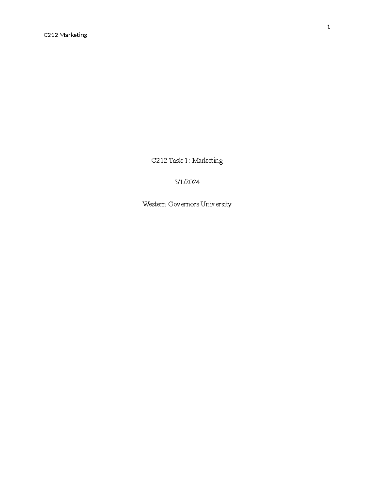 Task 2 C212 Paper -For Reference Only - C212 Marketing C212 Task 1 ...
