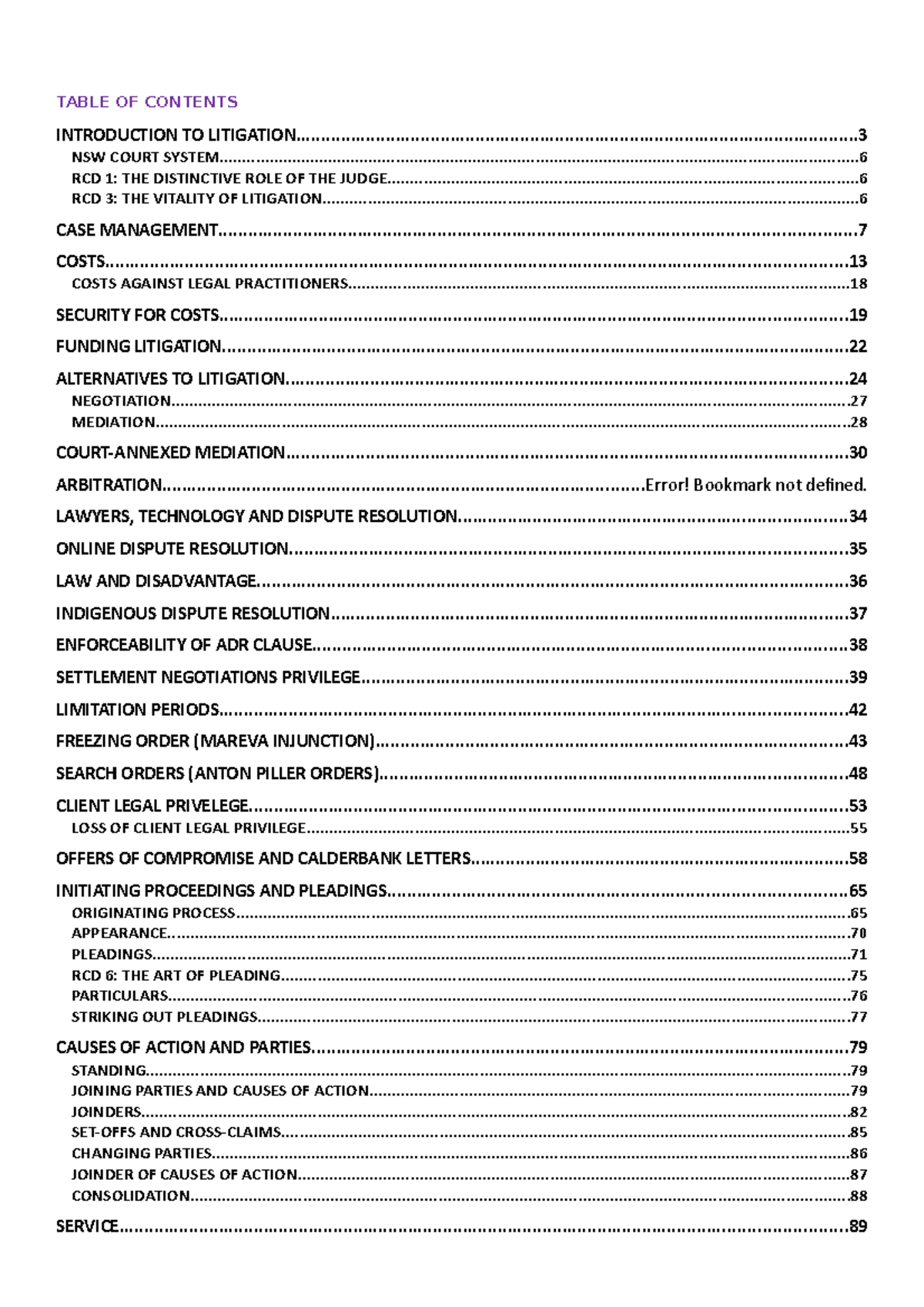 LAWS2371 RCD Notes - TABLE OF CONTENTS INTRODUCTION TO - Studocu