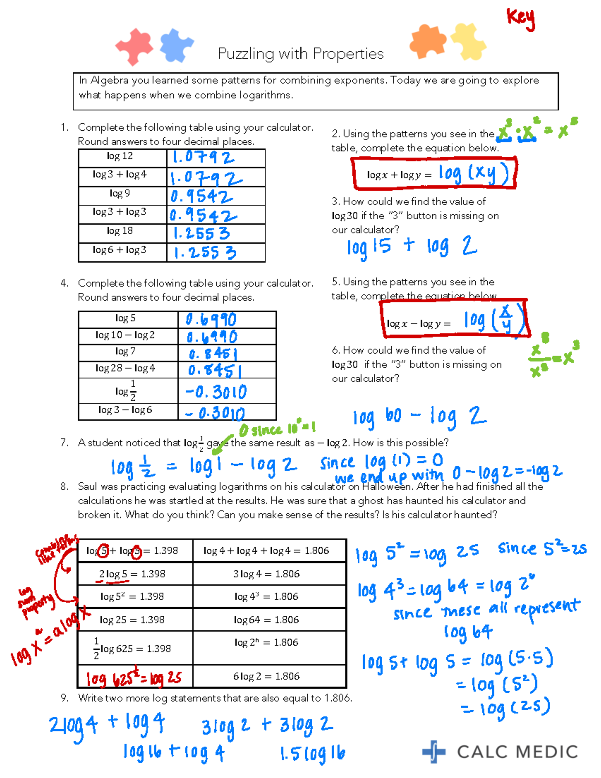 Lesson 5 6 Answer Key Ap Precalculus Calc Medic Puzzling With