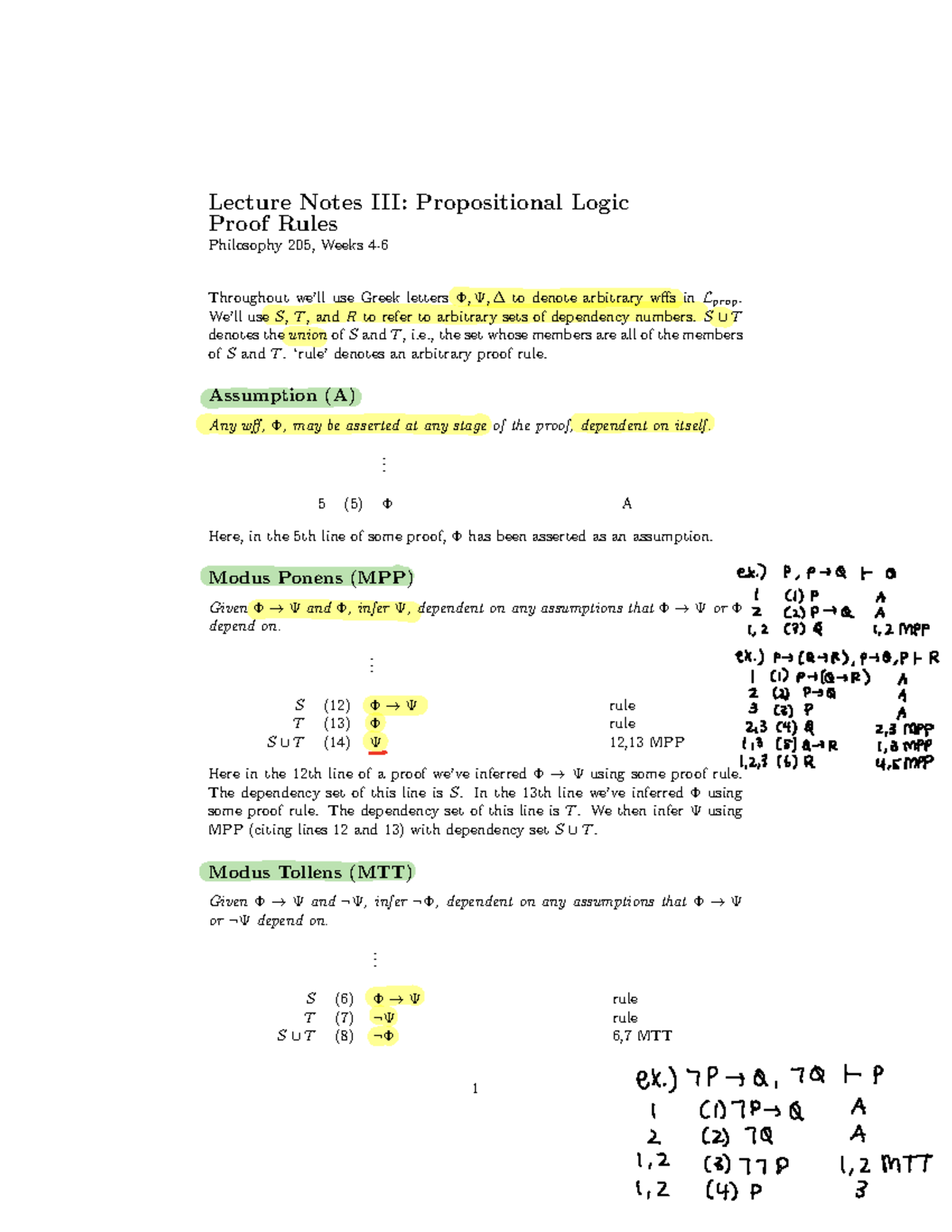 3 Propositional Logic Proof Rules Lecture Notes Iii Propositional Logic Proof Rules 2008