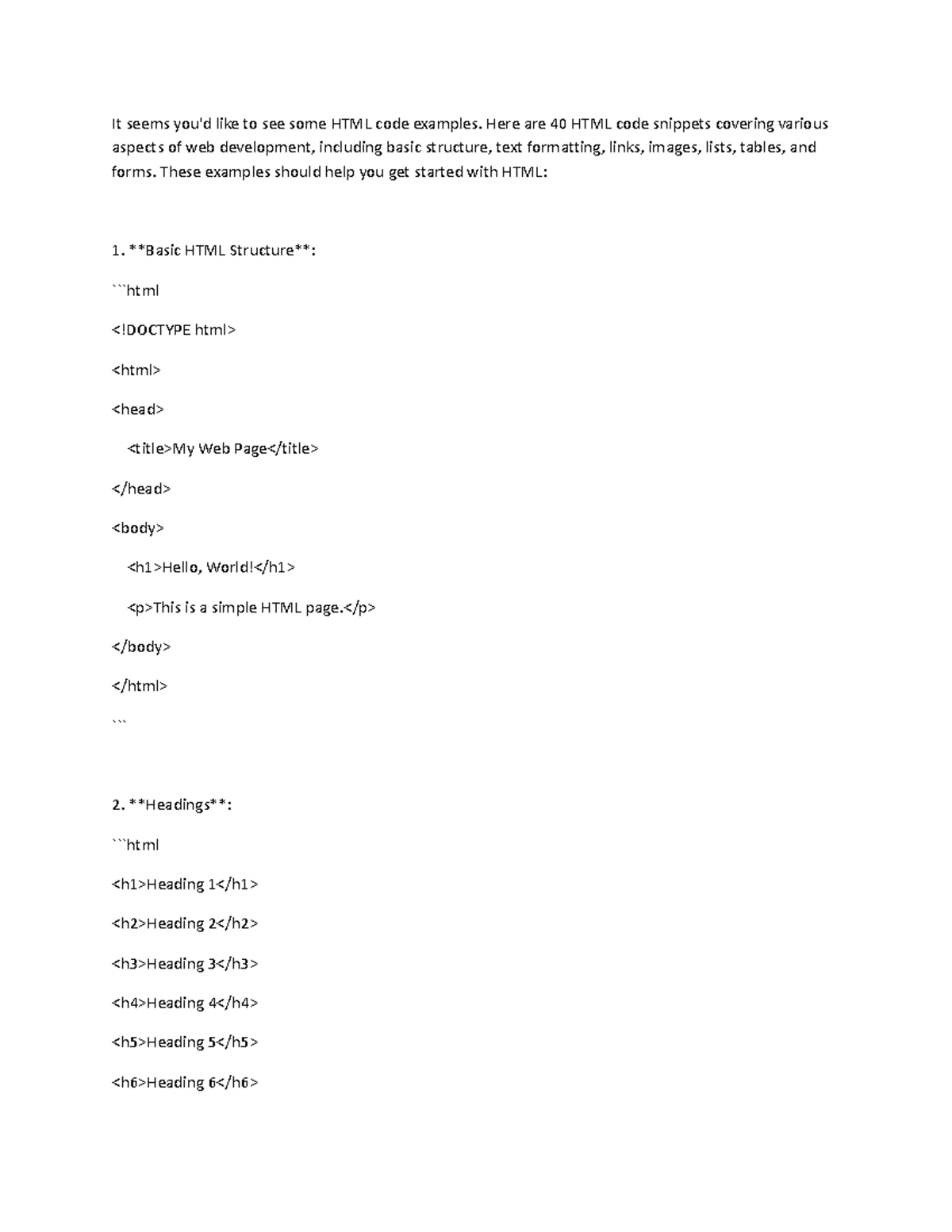 Html code - Codes - It seems you'd like to see some HTML code examples ...