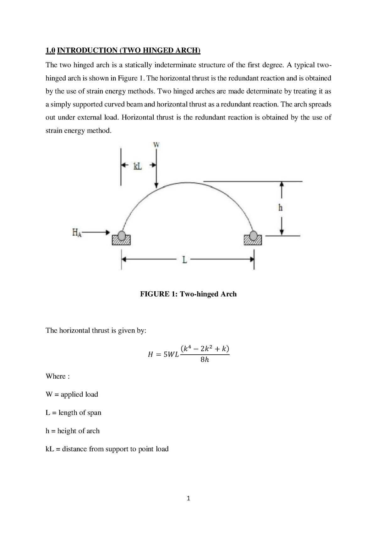 two hinged arch experiment lab report