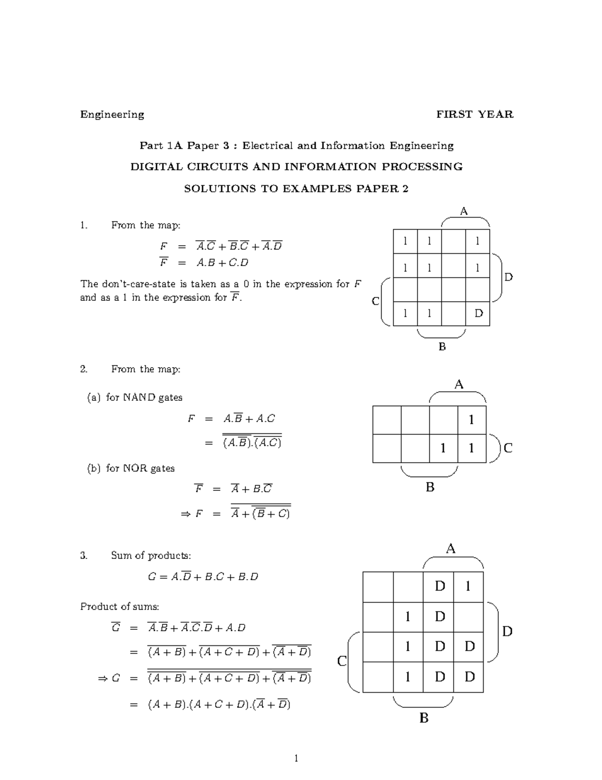 DCIP 1P3 2 crib notes Engineering FIRST YEAR Part 1A Paper 3