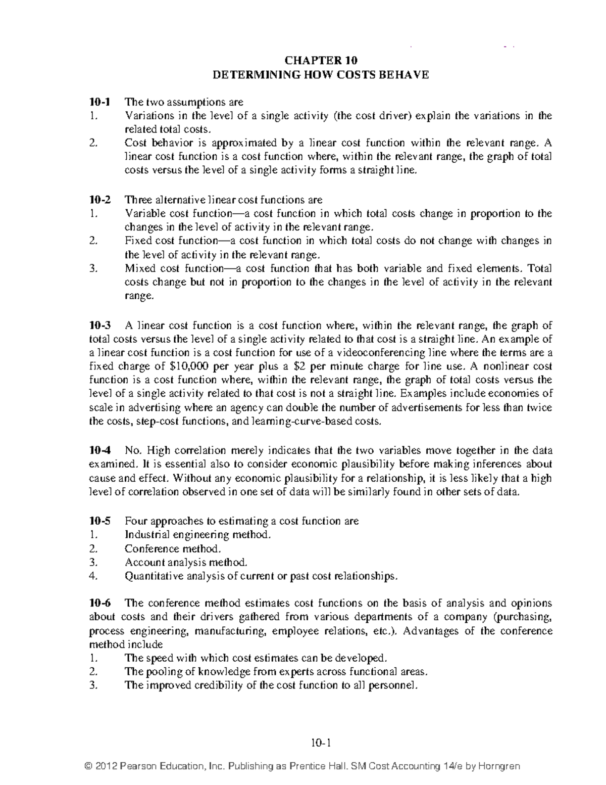 Solution Manual Cost Accounting 14e By Horngren 10 Chapter - 10 