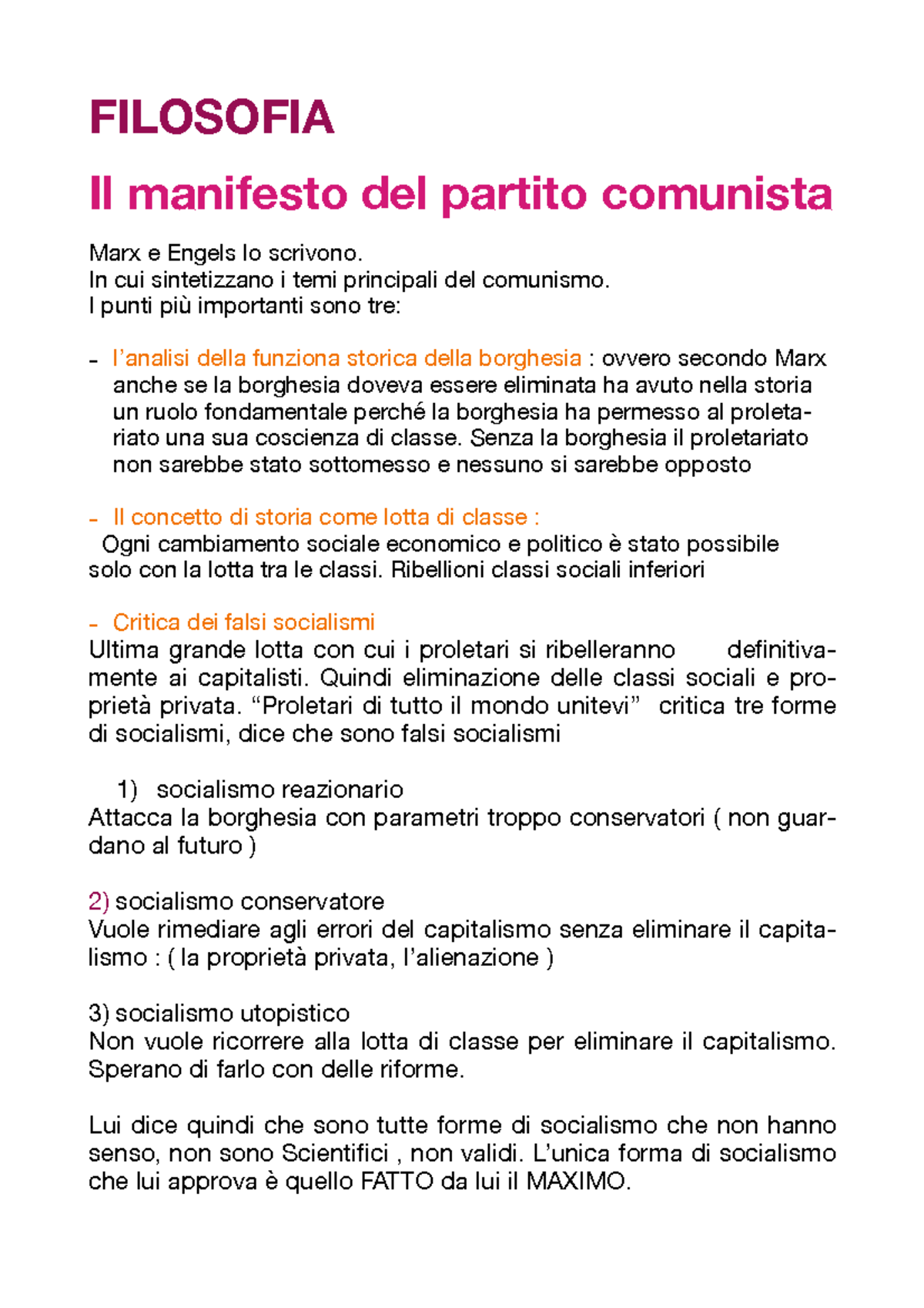 IL Manifesto DEL Partito Comunista - FILOSOFIA Il Manifesto Del Partito ...