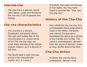 Chacha Dance Characteristics History Action Steps Rhythm and