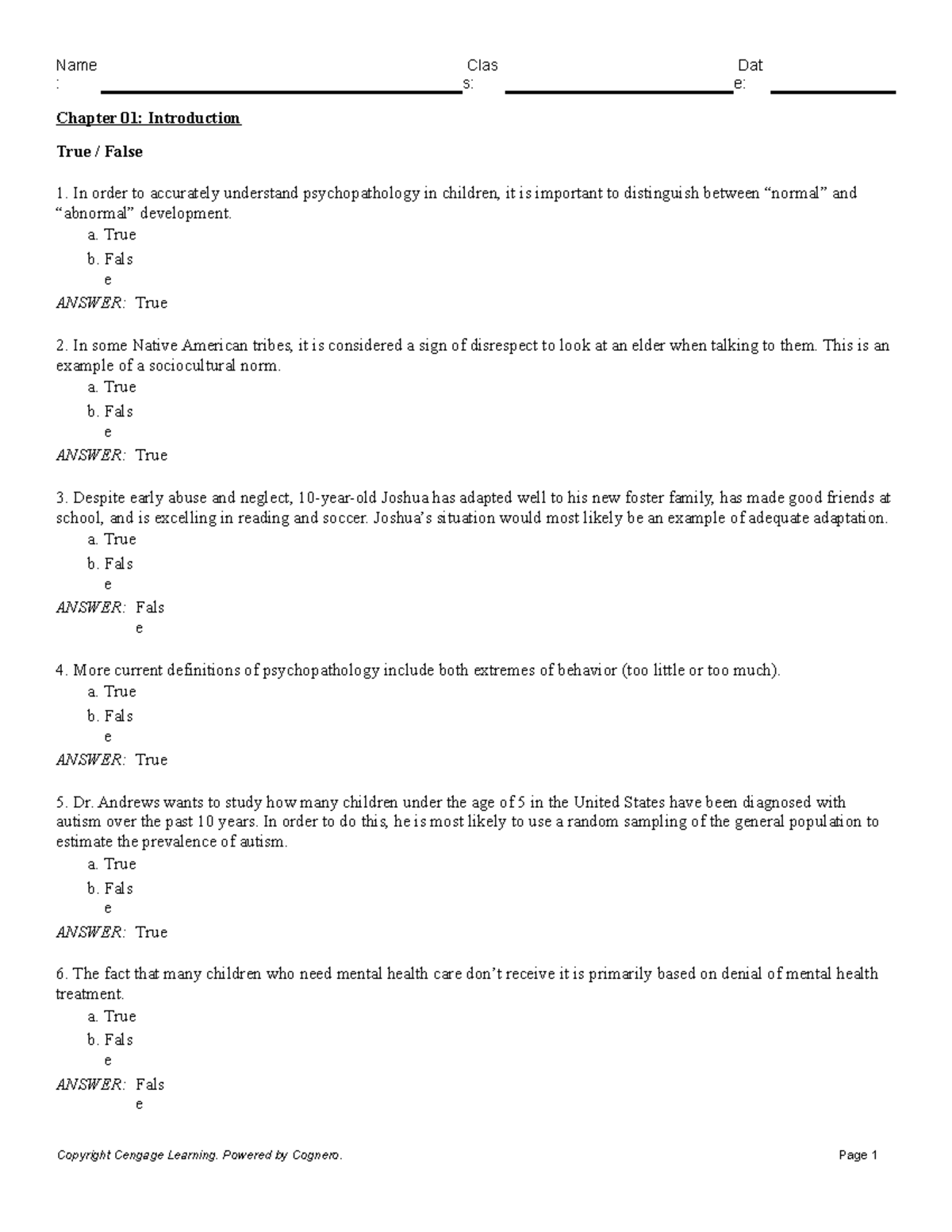 Chapter 01 Introduction Quiz - : s: e: Chapter 01: Introduction True ...