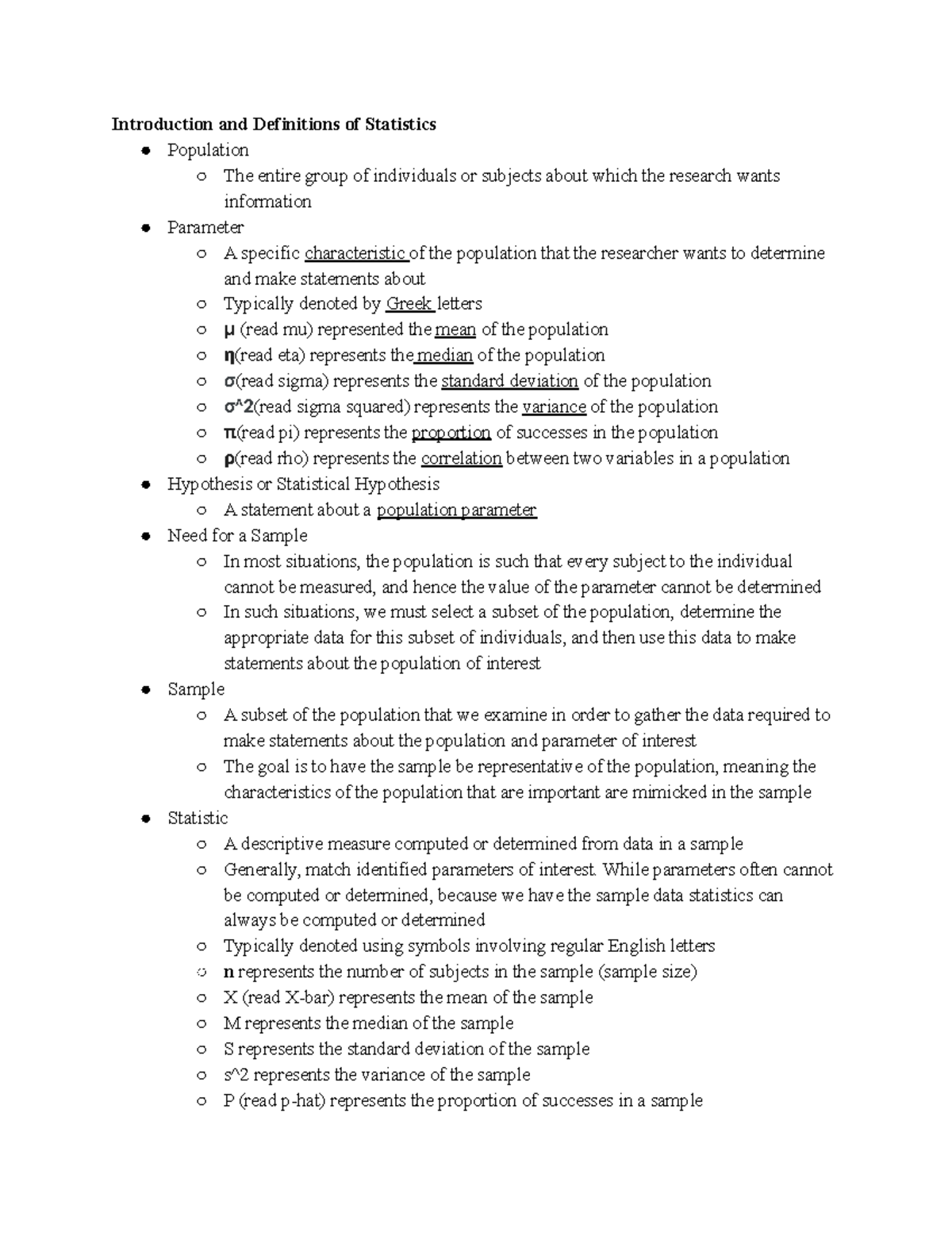 STAT 210 - stat 210 basic notes - Introduction and Definitions of ...