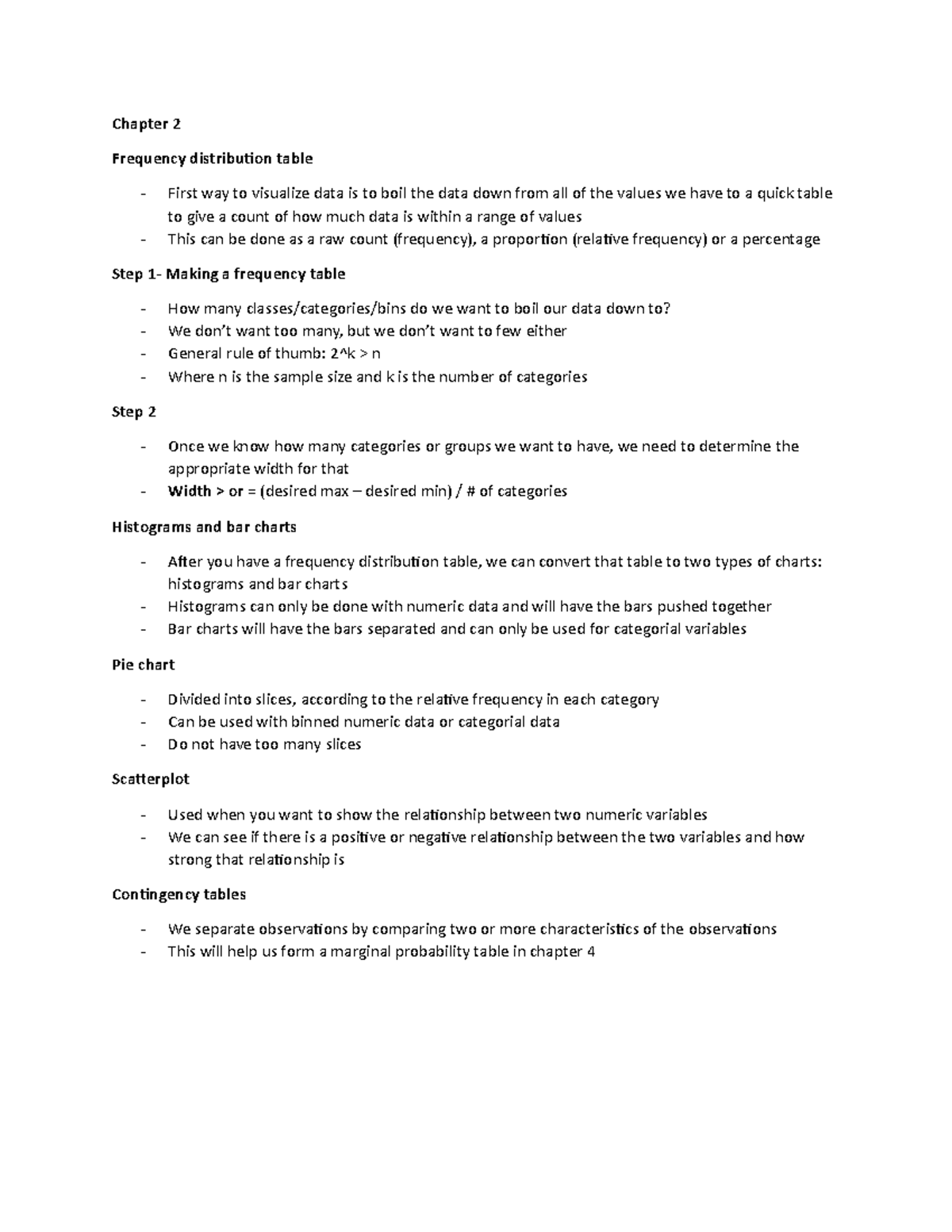 Chapter 2 - Lecture notes 2 - Chapter 2 Frequency distribution table ...