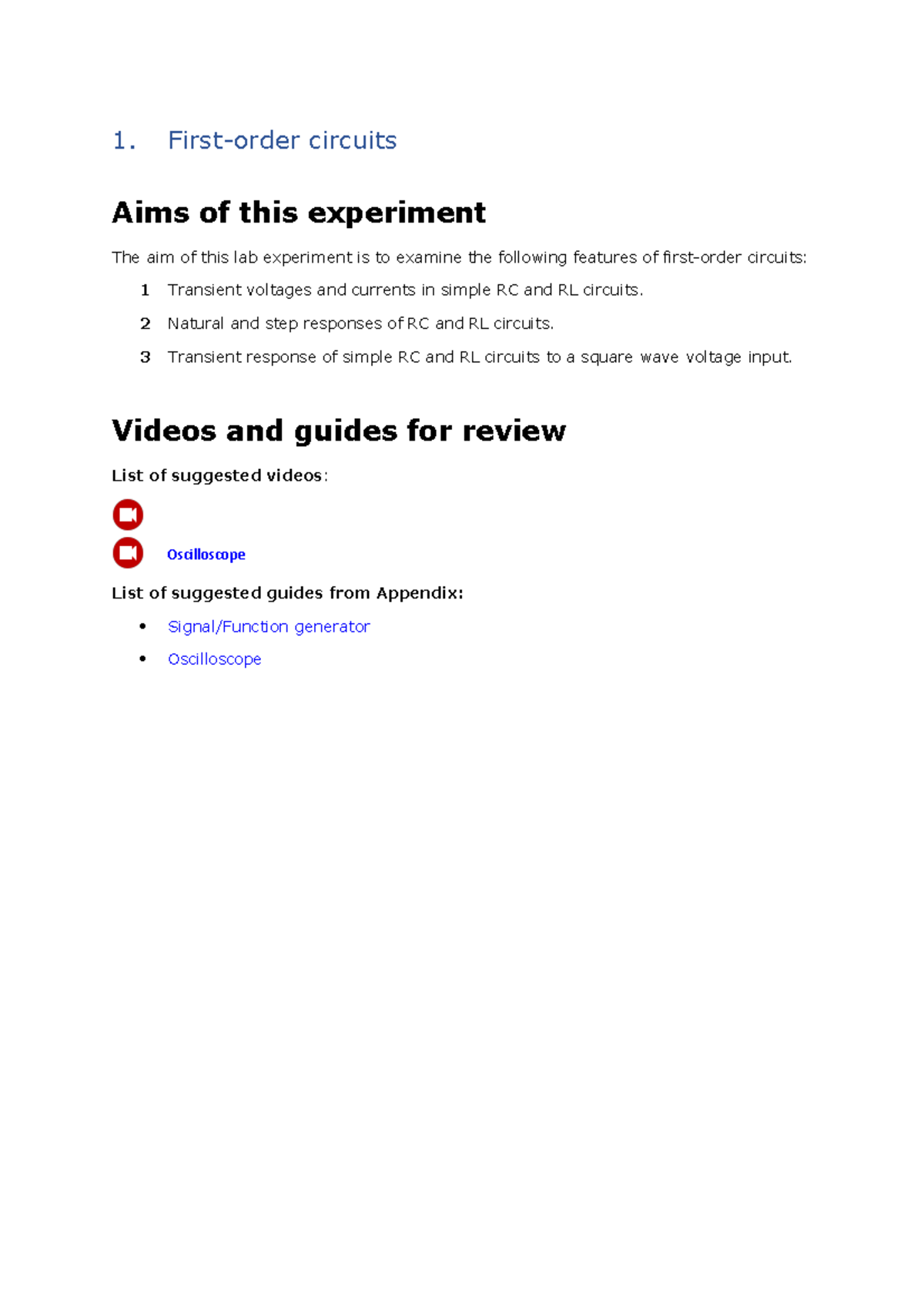 Unsw Elec1111 Lab 5 - 1. First-order Circuits Aims Of This Experiment ...