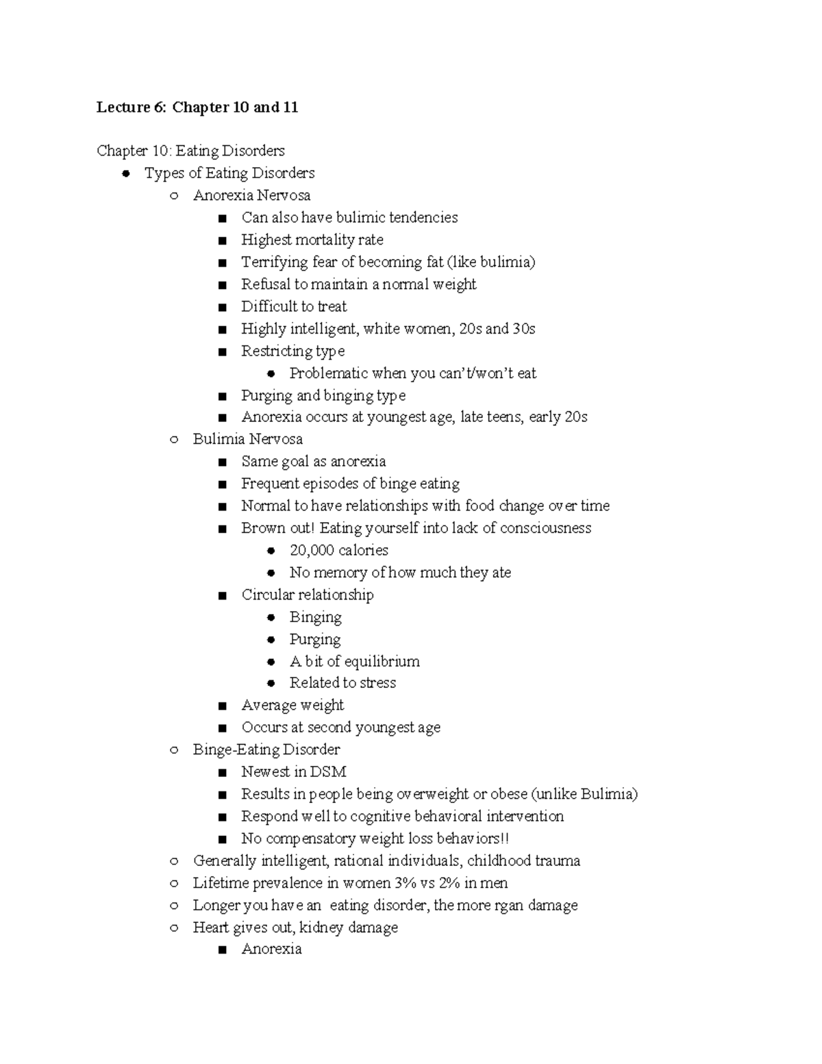 Abnormal Notes Chp 10 11 12 13 - Lecture 6: Chapter 10 and 11 Chapter ...