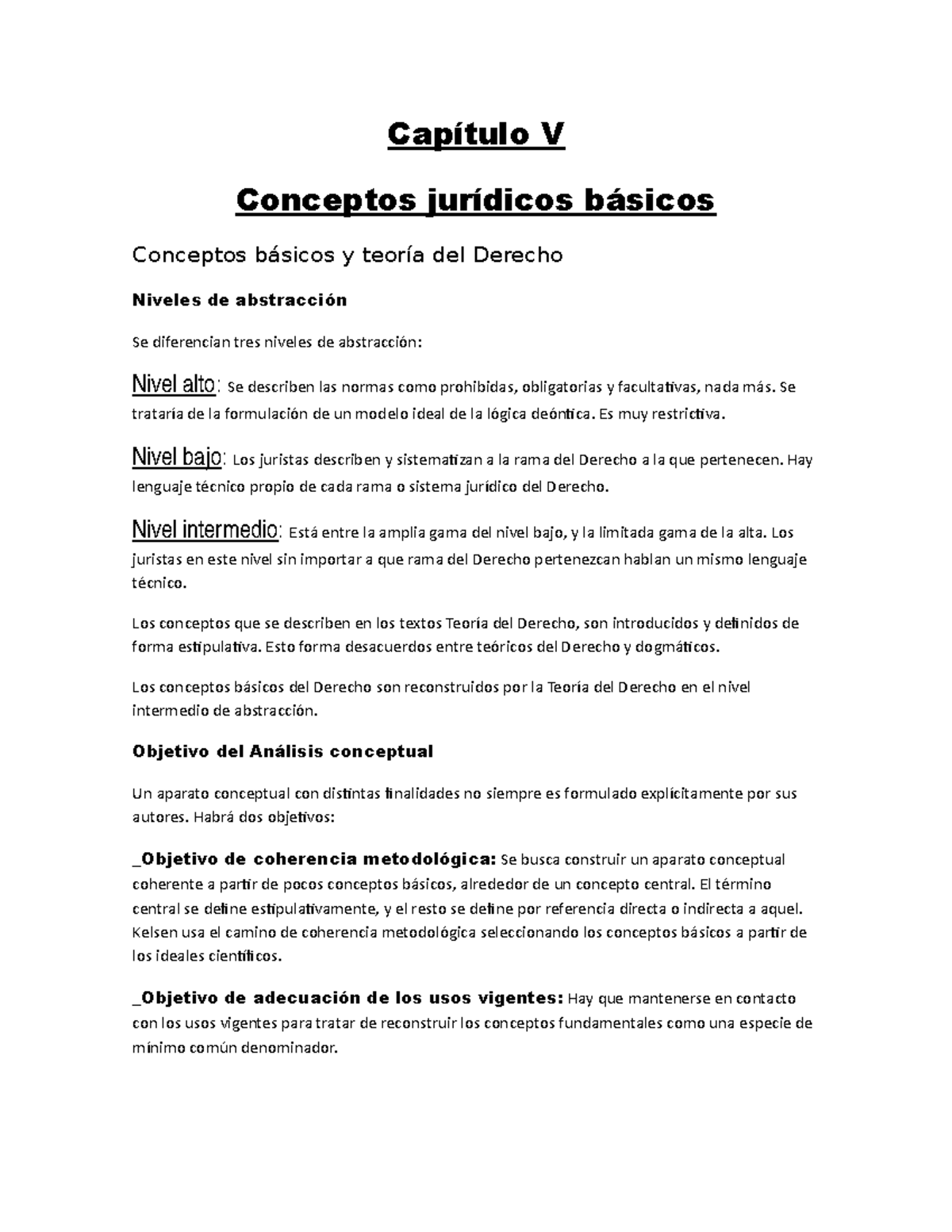 Capítulo V - Conceptos jurídicos - Capítulo V Conceptos jurídicos básicos  Conceptos básicos y teoría - Studocu