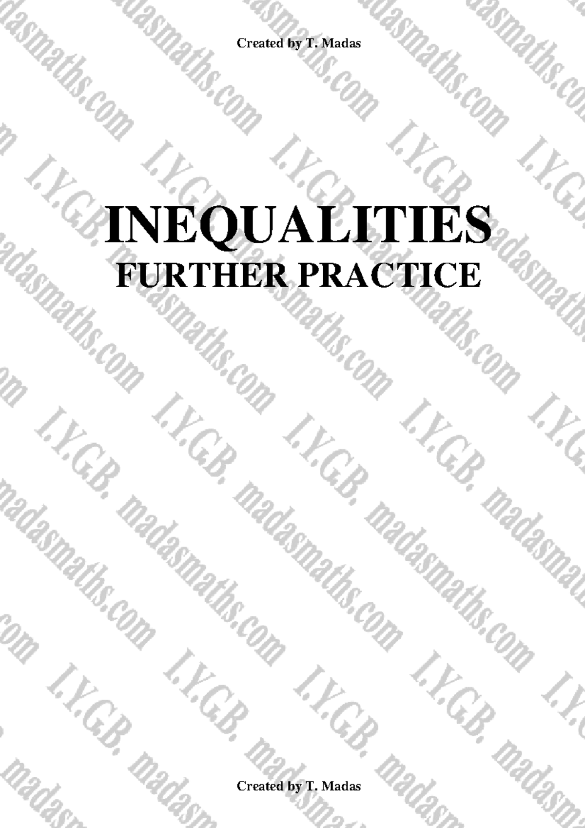Inequalities - Practice and perfect your mathematics - INEQUALITIES ...