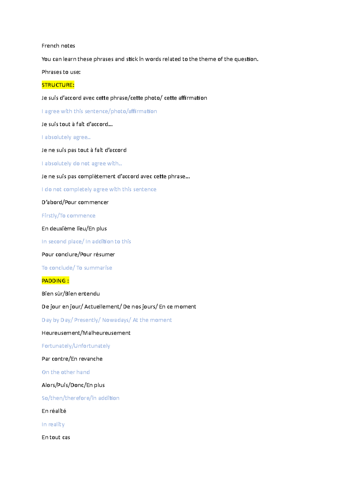 French notes(Phrases) - French notes You can learn these phrases and ...