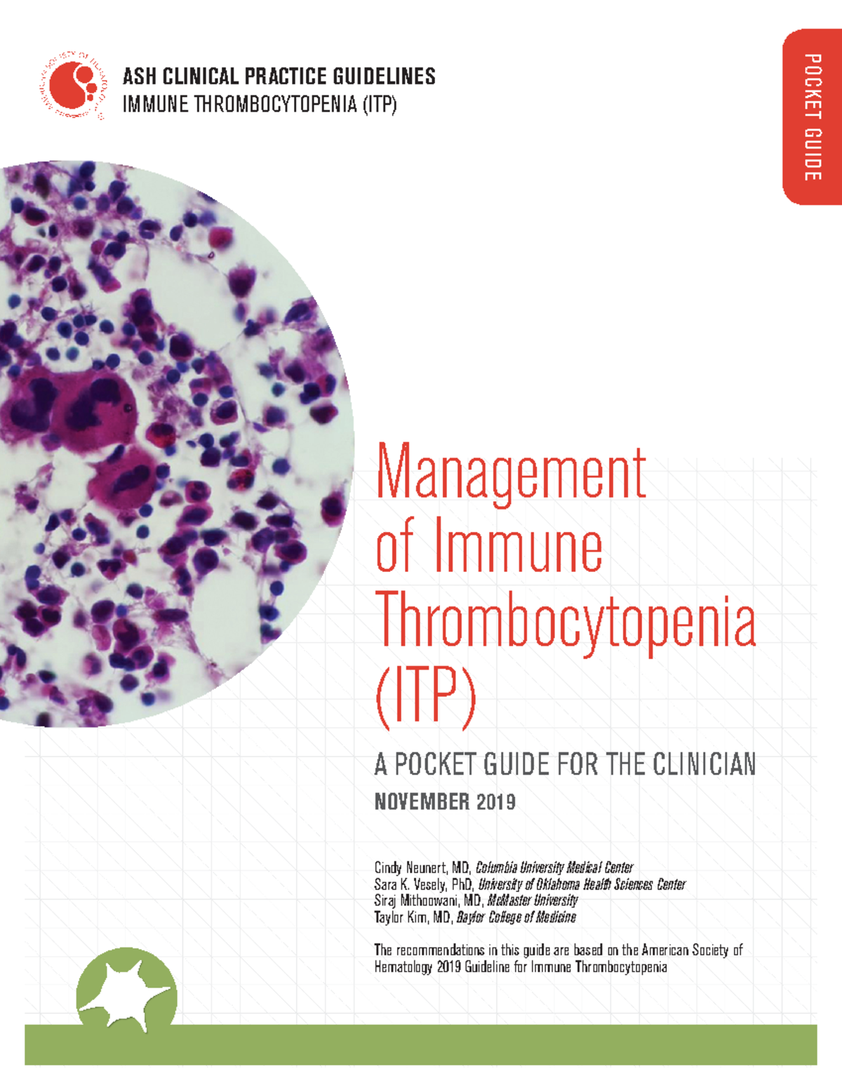 ASH ITP Pocket Guide 2019 Management of Immune Thrombocytopenia (ITP