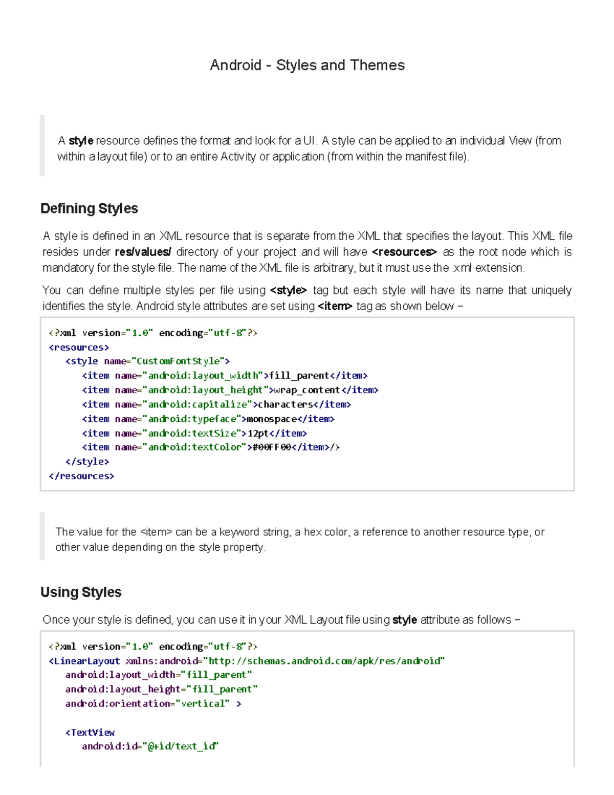 Lecture 9 Android - Styles and Themes - Android Styles and Themes A ...