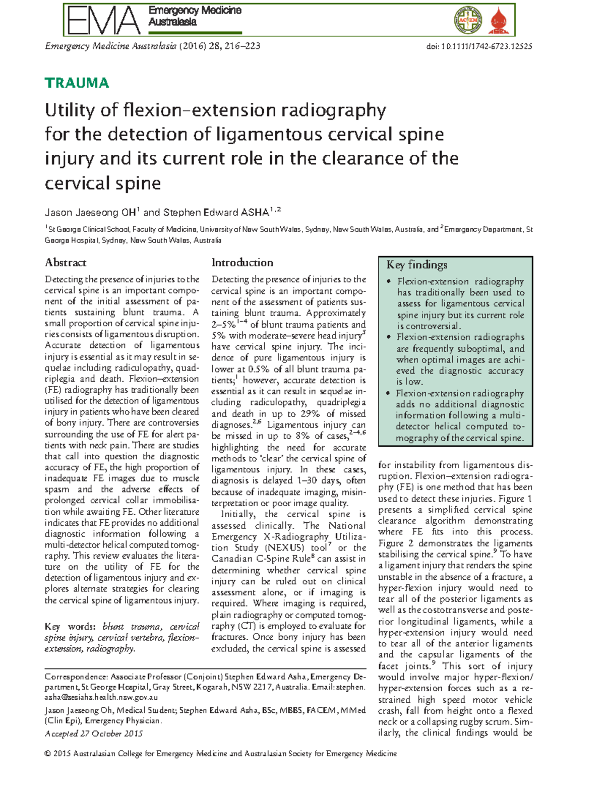 Jurnal flexsi extensi q1 ligament TRAUMA Utility of flexionextension