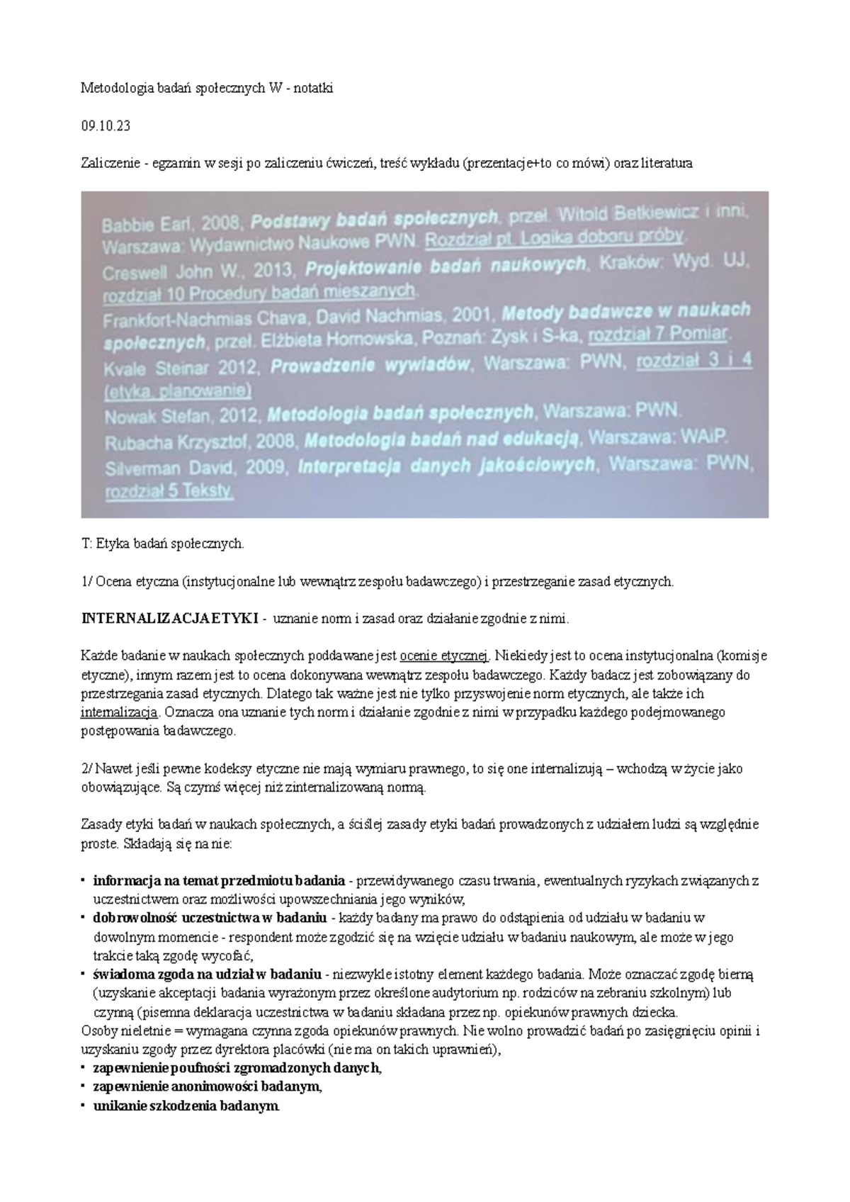 Metodologia badań społecznych W-notatki - Metodologia badań społecznych