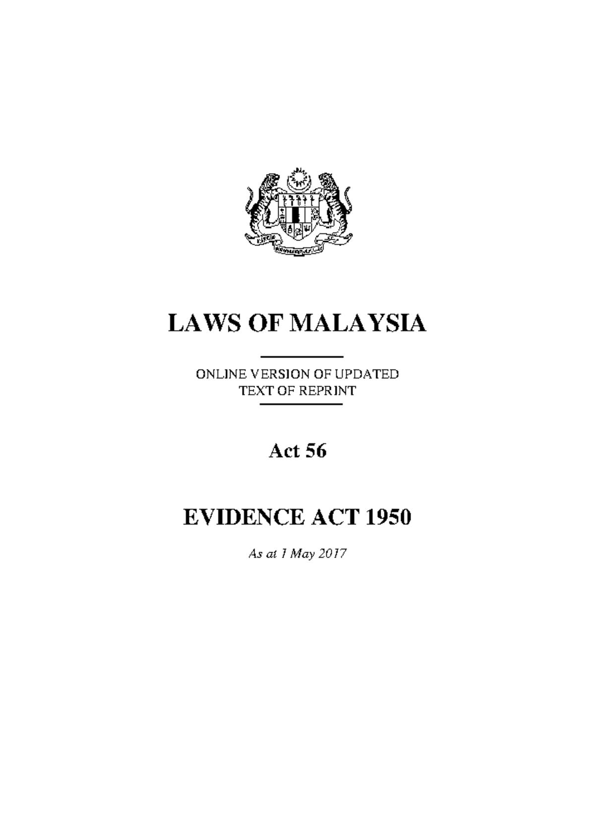 evidence-act-legislation-laws-of-malaysia-online-version-of-updated