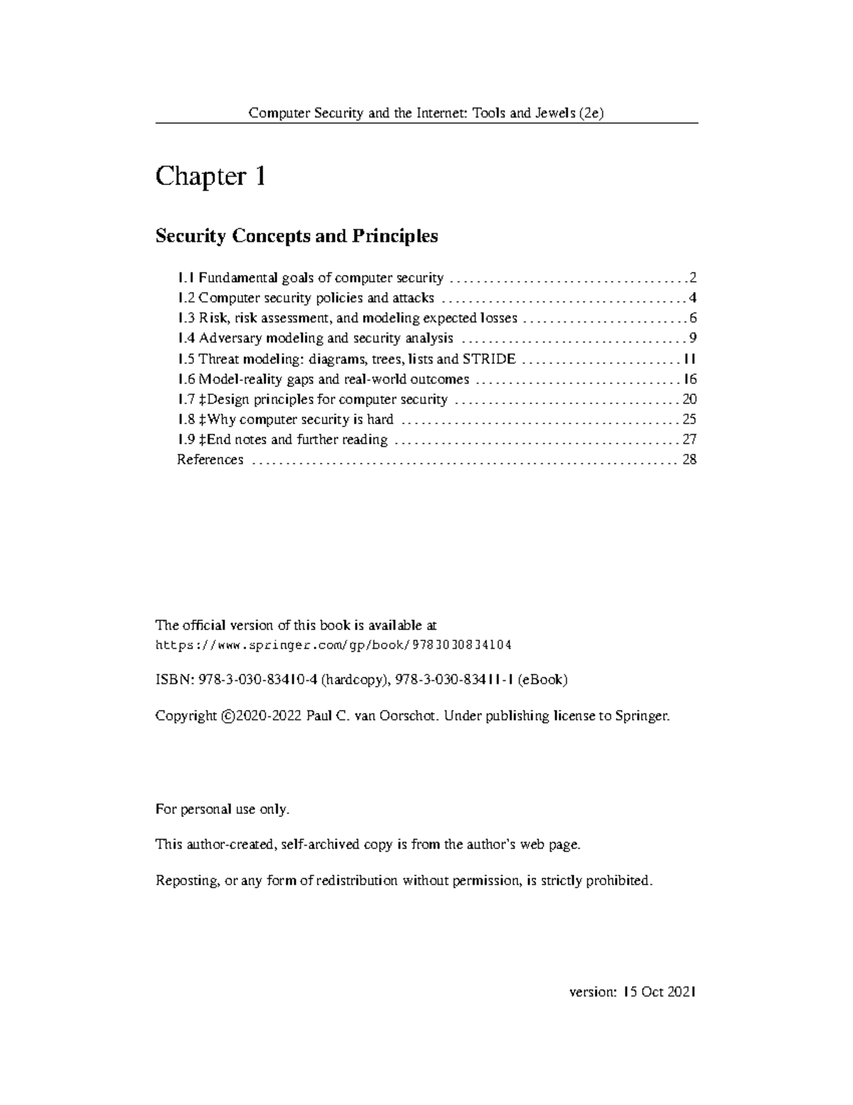 security chapter 1. understanding security Computer Security and the