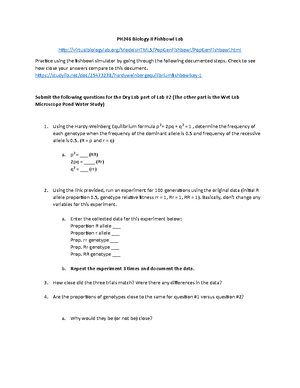 Hardy Weinberg Fishbowl (student) Answer - Name: ANSWER KEY Virtual Lab ...