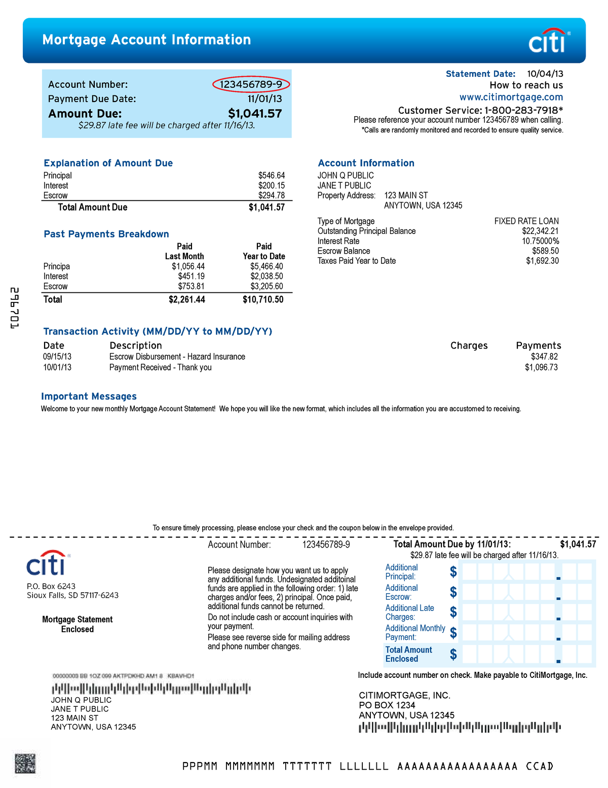 Citibank statement pdf - $ $ $ $ $ CITIMORTGAGE, INC. PO BOX 1234 ...