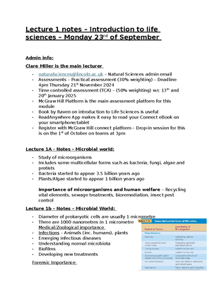 Lecture 22 notes - Intro to Life sciences - Lecture 22 notes – Intro to ...