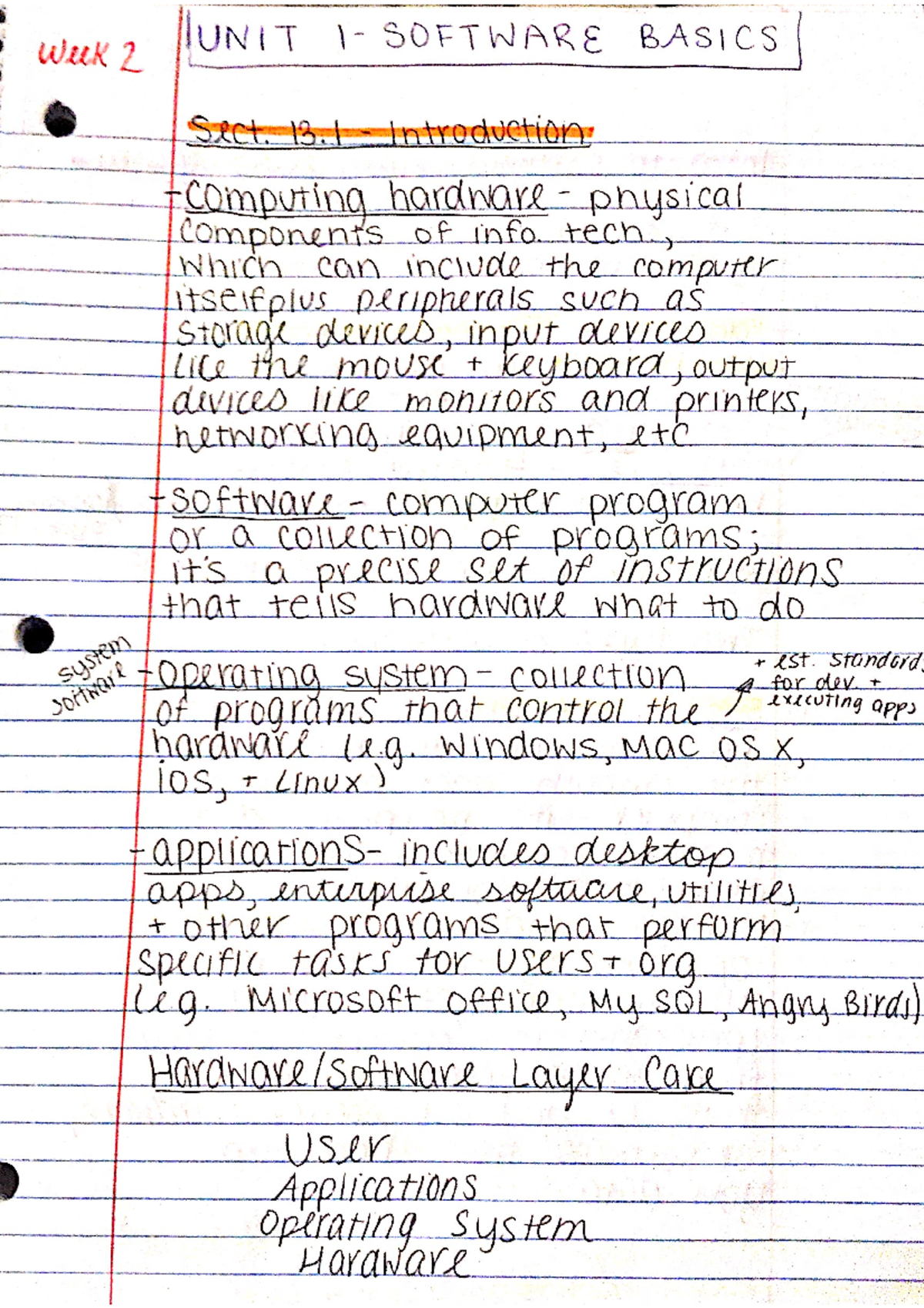 ISM3004- Week 2 Notes - week 2 UNIT SOFTWARE BASICS Sect. 13 ...
