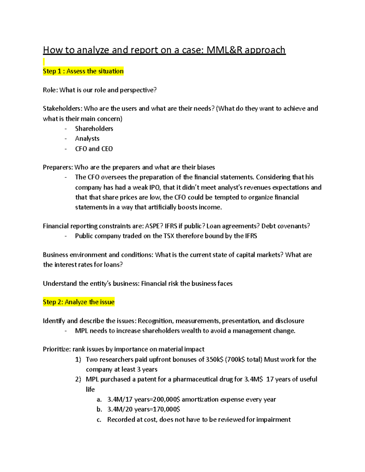 How to analyze and report on a case MML&R approach - How to analyze and ...