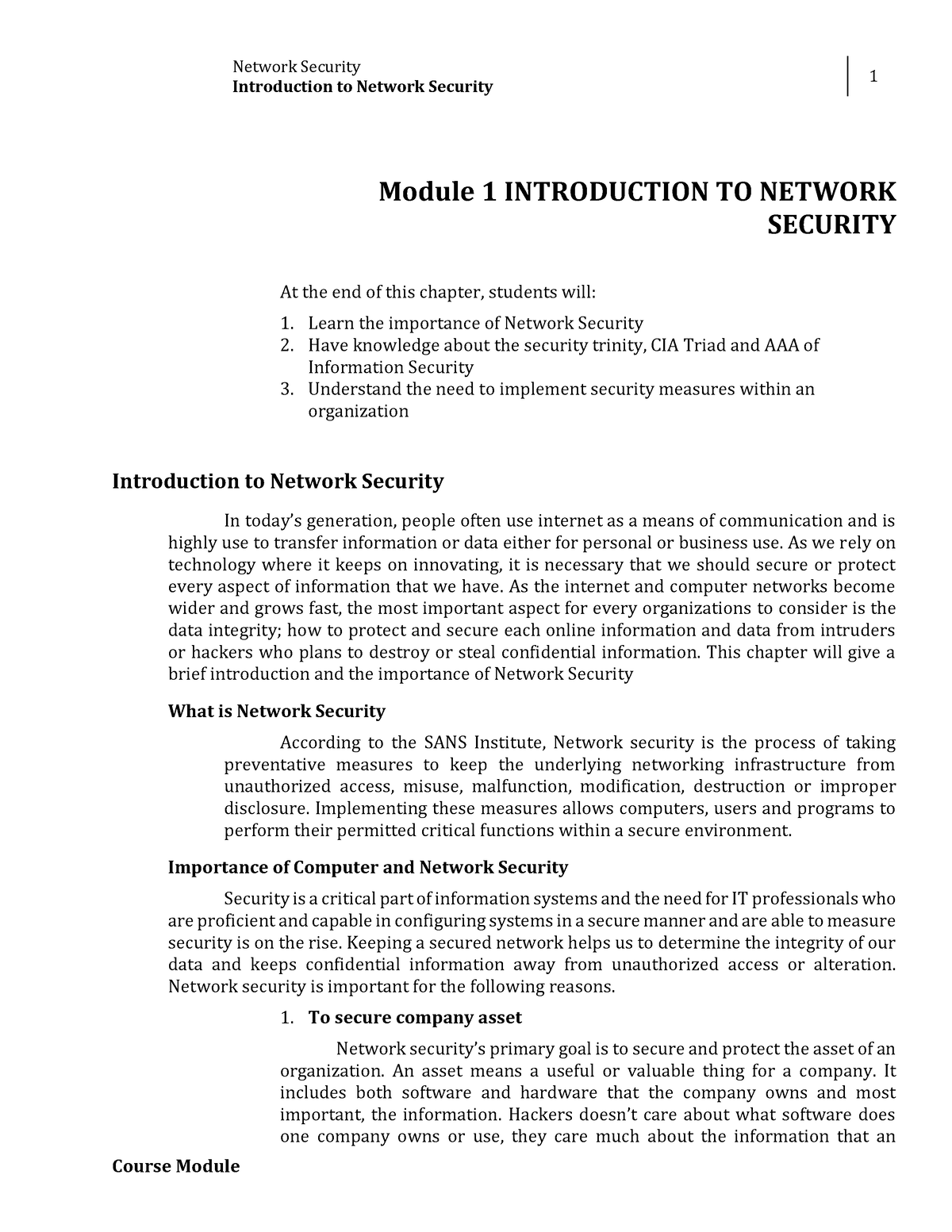 W1-Module 001 Introduction To Network Security - Network Security ...