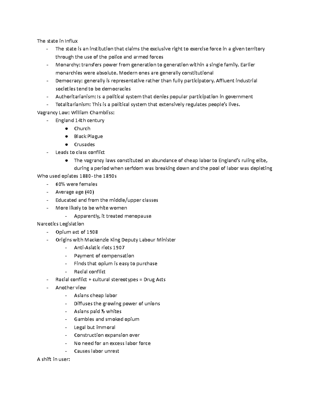 CRM1300 3 State and Crime The state in Influx The state is an