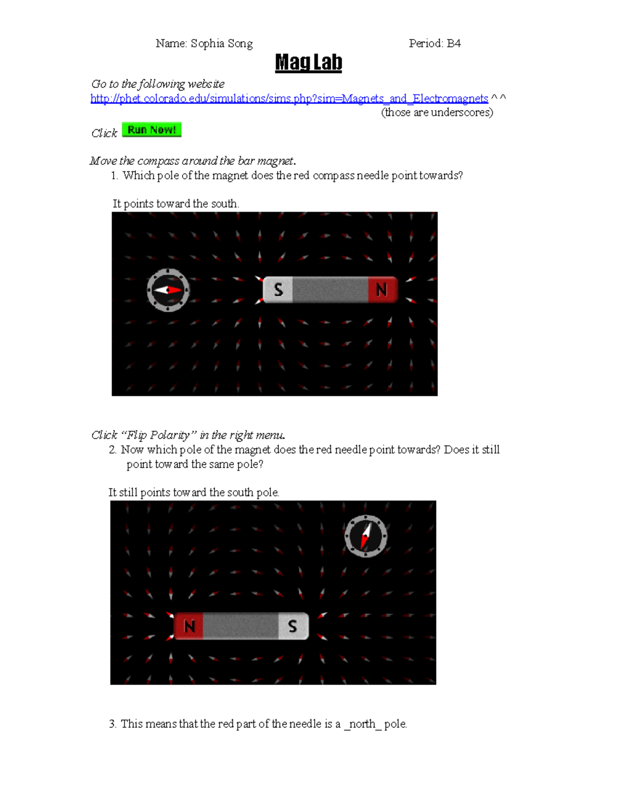 Mag Lab - lab report - Name: Sophia Song Period: B Mag Lab Go to the ...
