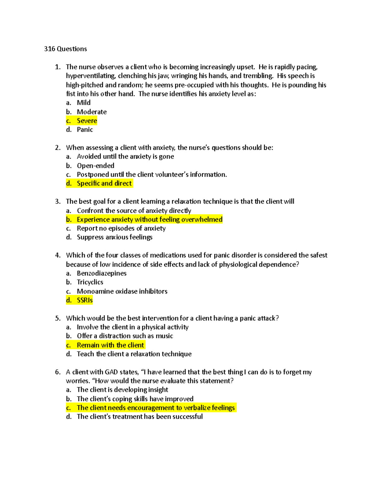 316 Questions - 316 Questions The nurse observes a client who is ...