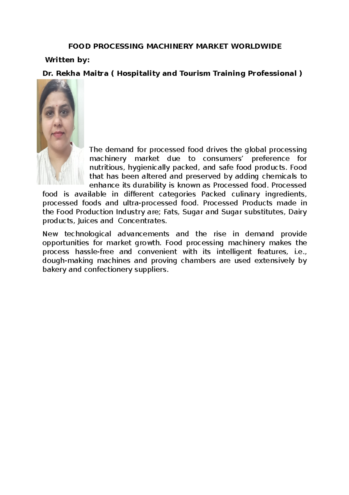 Food Processing Machinery Food & Beverage Production MD University