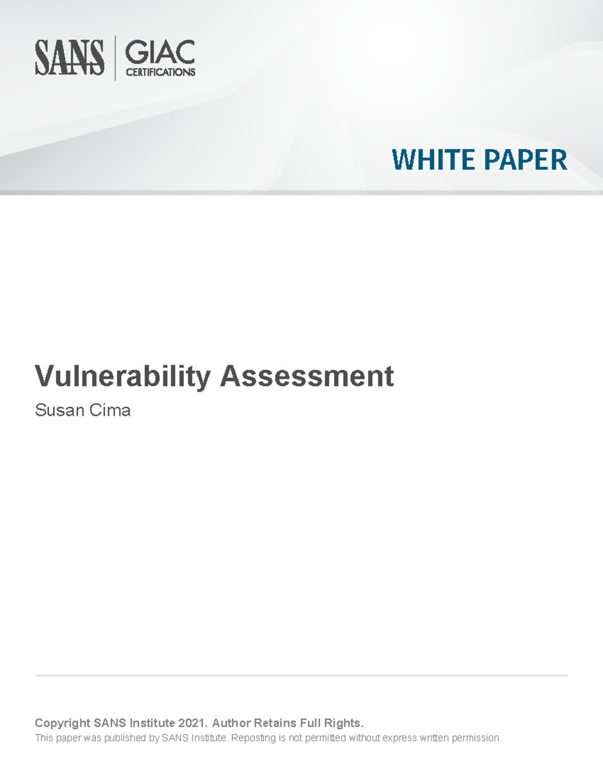 SANS- Vulneravility - informe - WHITE PAPER Vulnerability Assessment ...
