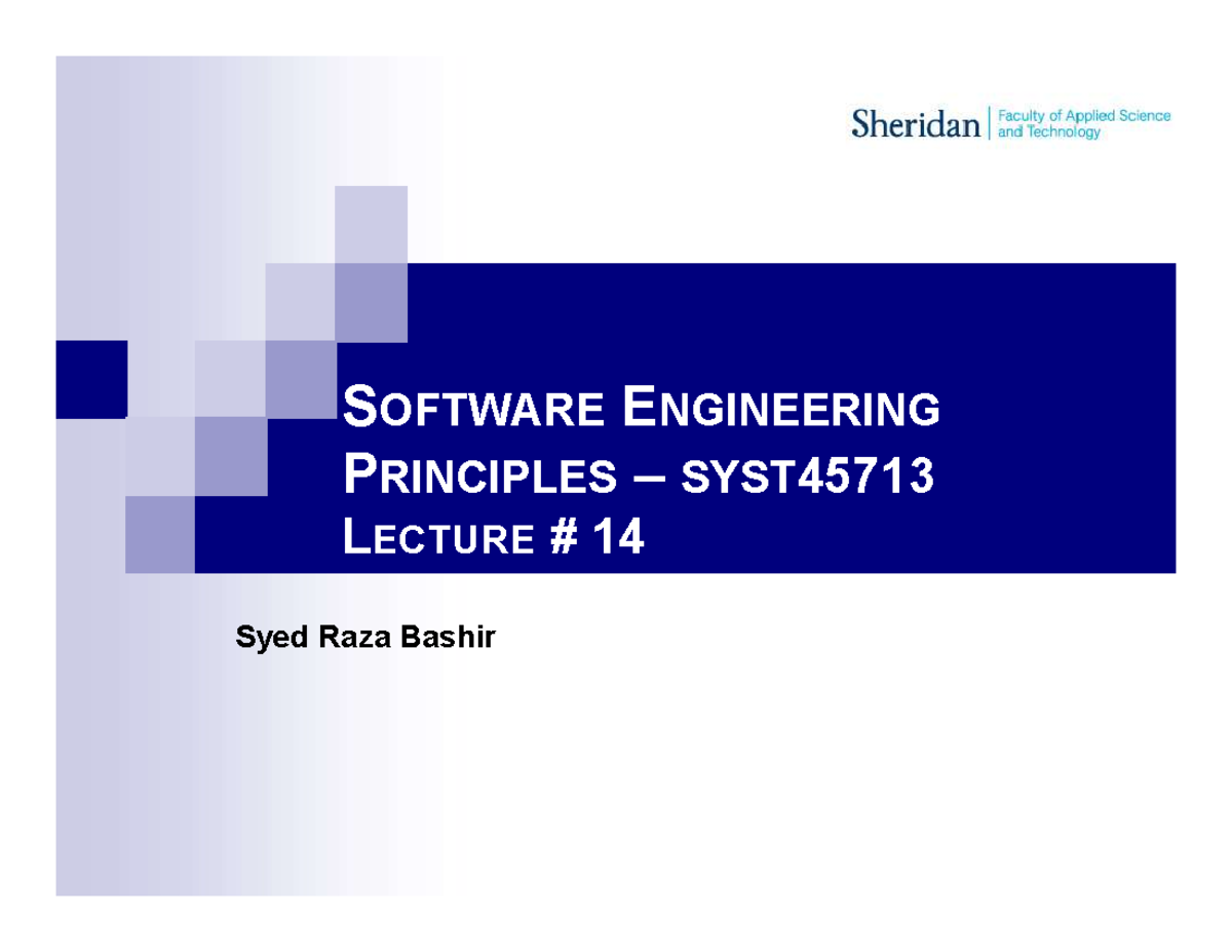 Software Engineering Lec - 14 - Syed Raza Bashir SOFTWARE ENGINEERING ...