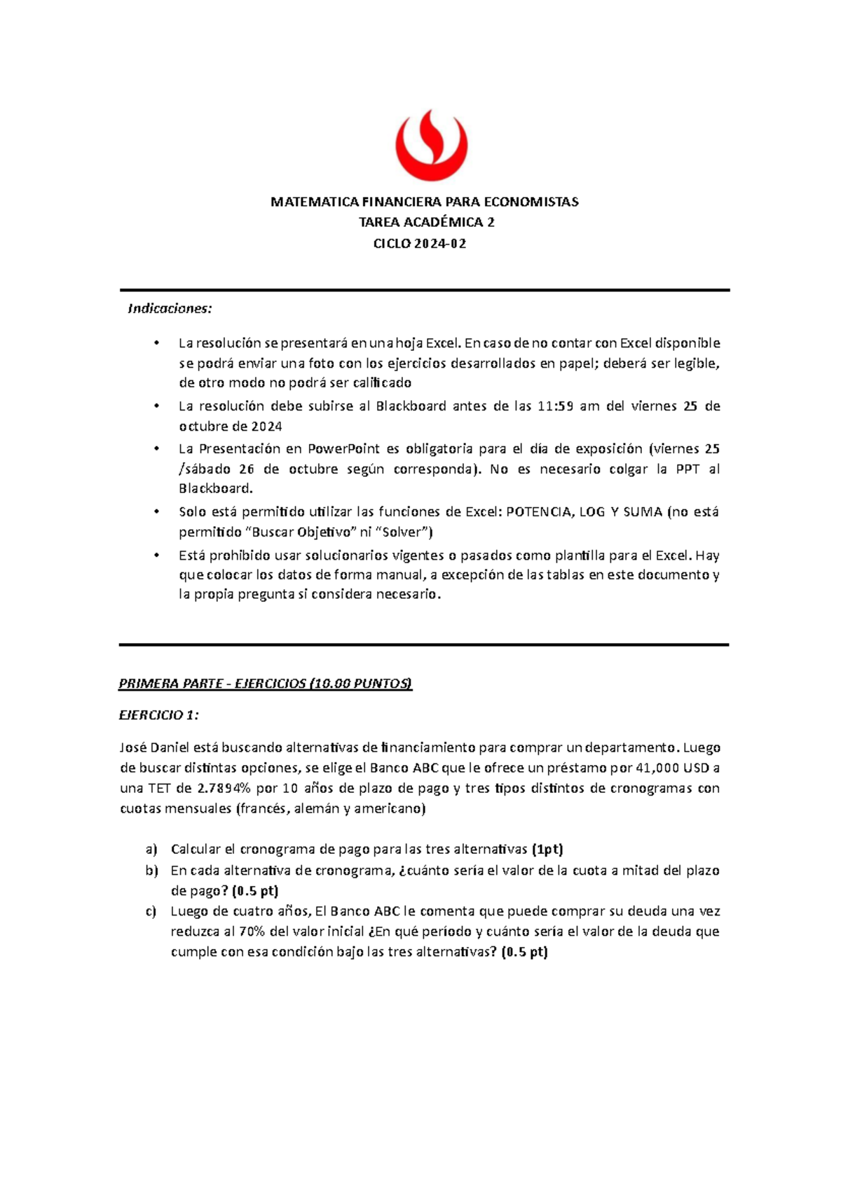 TA2 2024-2 - Ta2 micro - MATEMATICA FINANCIERA PARA ECONOMISTAS TAREA ...