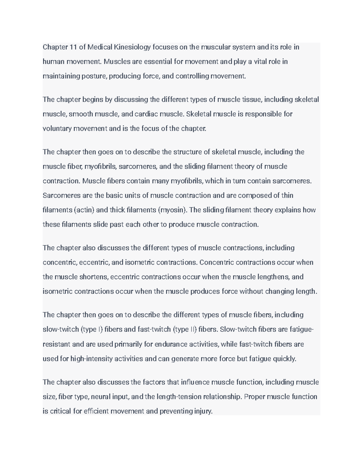 Medical Kinesiology (10) Chapter 11 of Medical Kinesiology focuses on