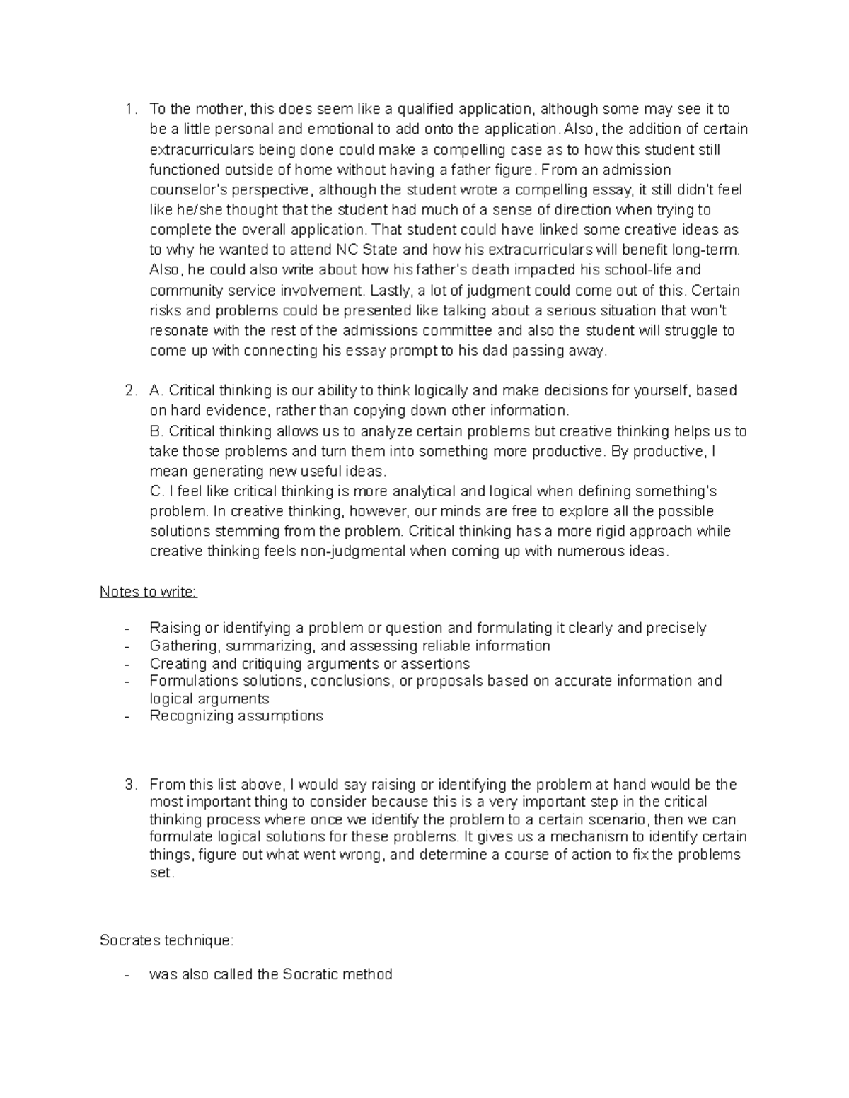 LSC 101 Oct 7 Class - 1. To the mother, this does seem like a qualified ...