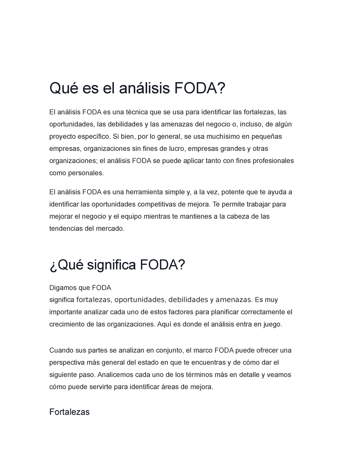 FODA foda analisis Qué es el análisis FODA El análisis FODA es una técnica que se usa para