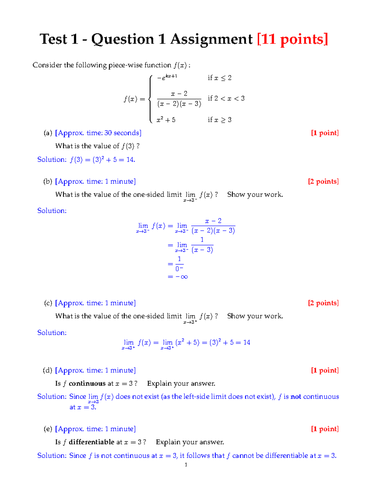 MAT 1320 T1Q1 1 BE solution - Test 1 - Question 1 Assignment [11 points ...